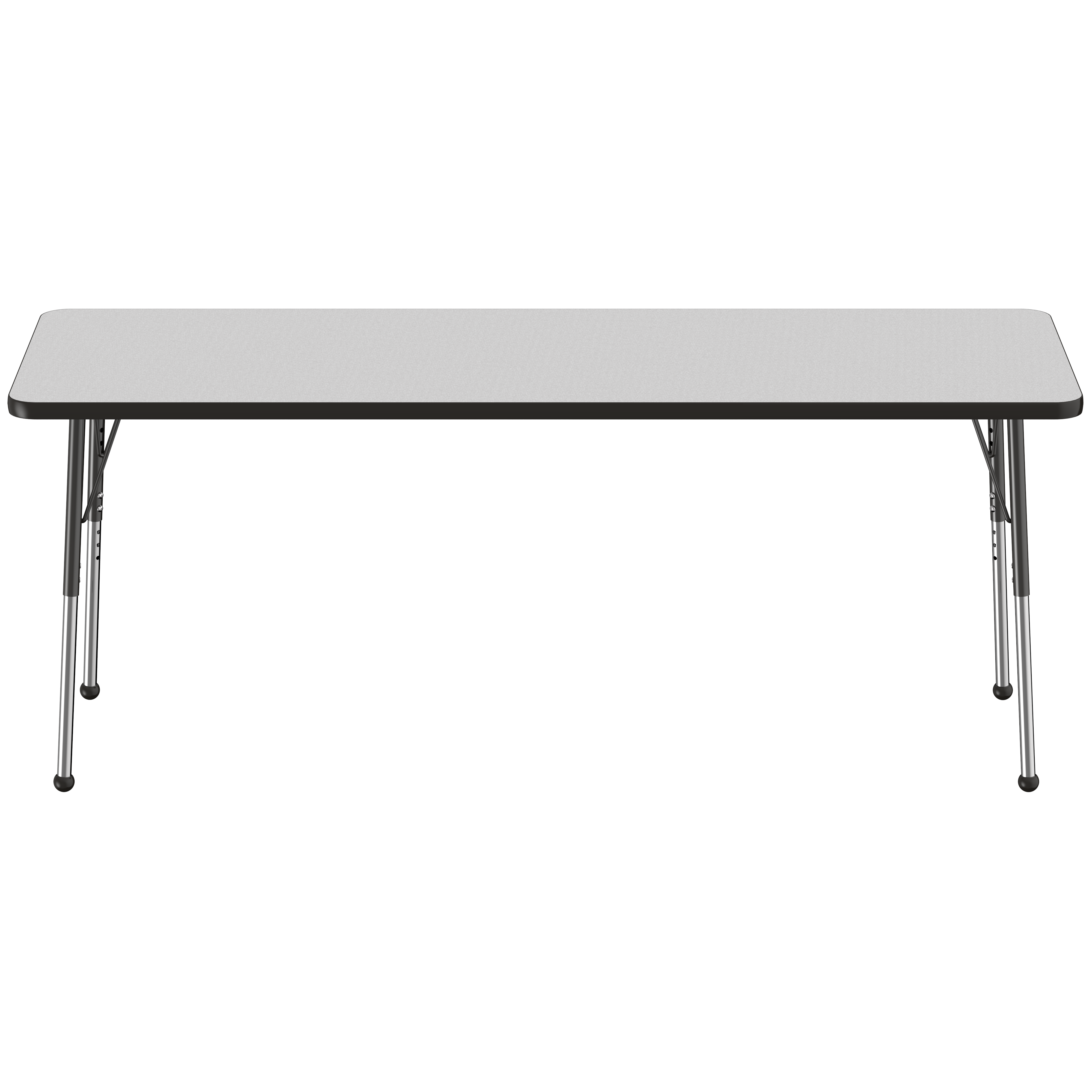 24" x 72" Rectangle T-Molding Activity Table with Adjustable Standard Ball Glide Legs - Gray/Black