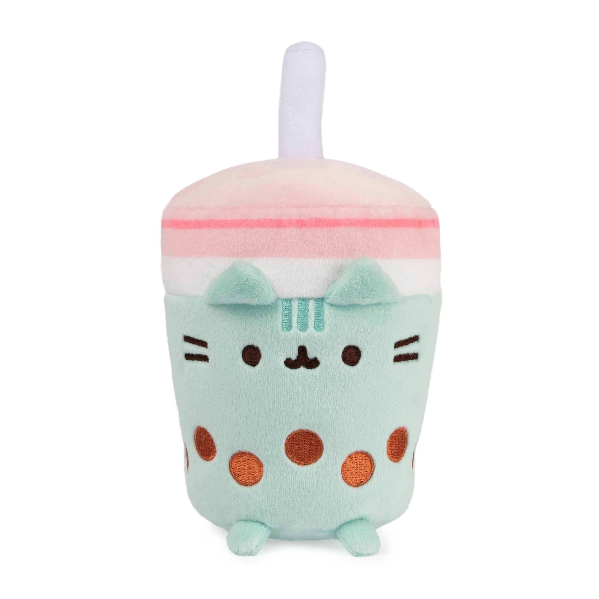 GUND Pusheen Boba Tea Cup Plush Cat Stuffed Animal for Ages 8 and Up, Green/Pink, 6”