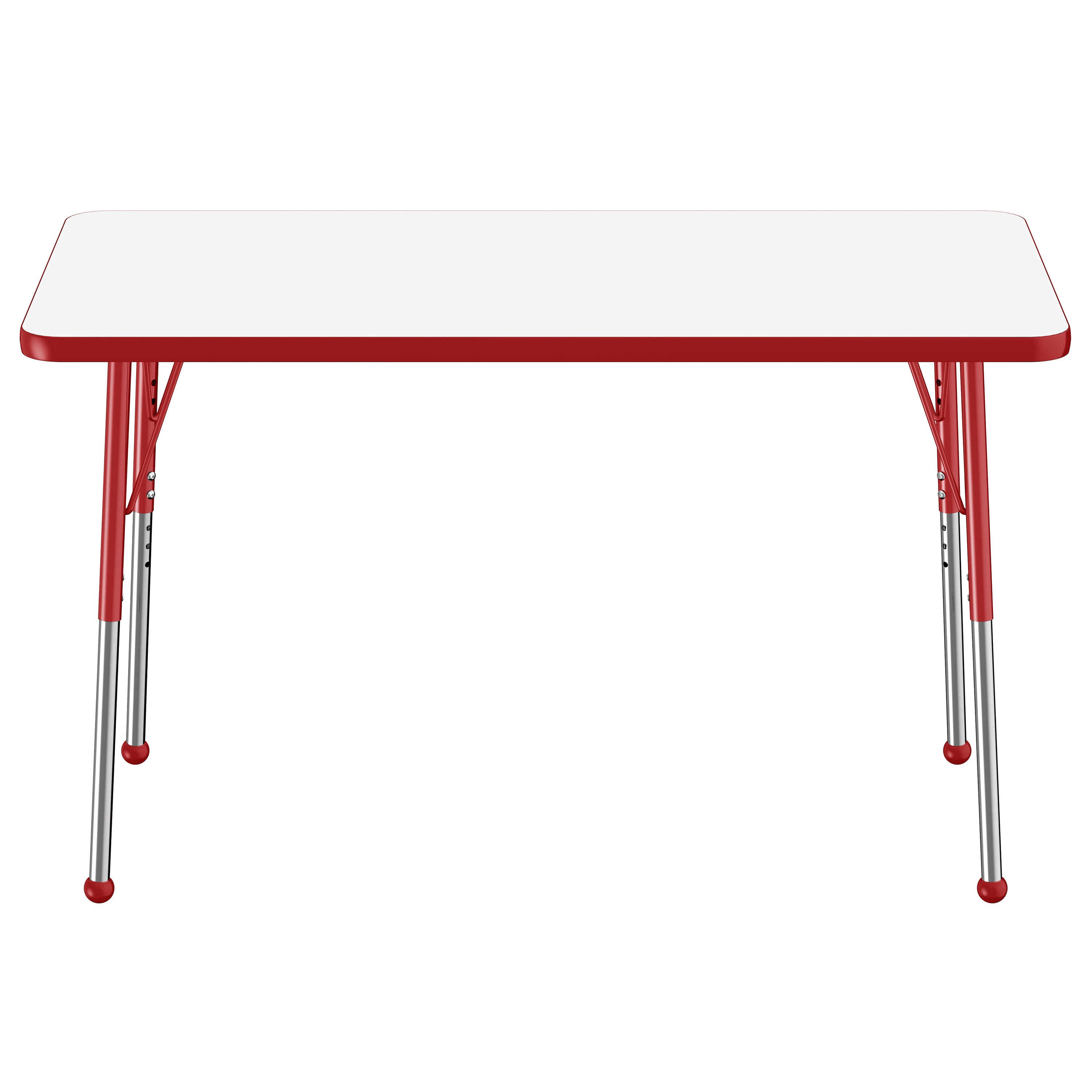 24" x 48" Rectangle Dry-Erase Activity Table with Adjustable Standard Ball Glide Legs - Whiteboard/Red