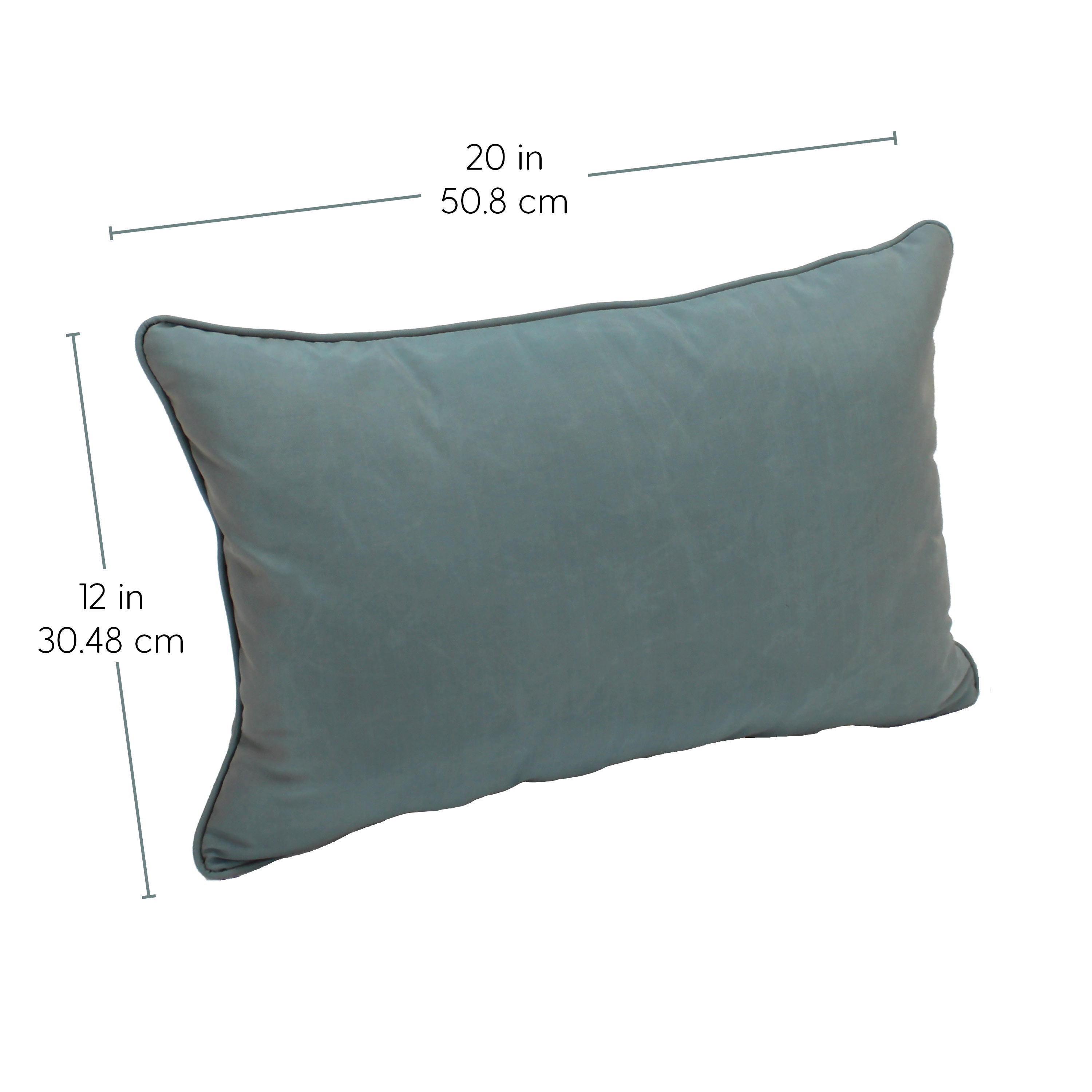 Presidio 12" x 20" Lumbar Indoor/Outdoor Pillow with Piping, 2-Piece - Dusty Turquoise