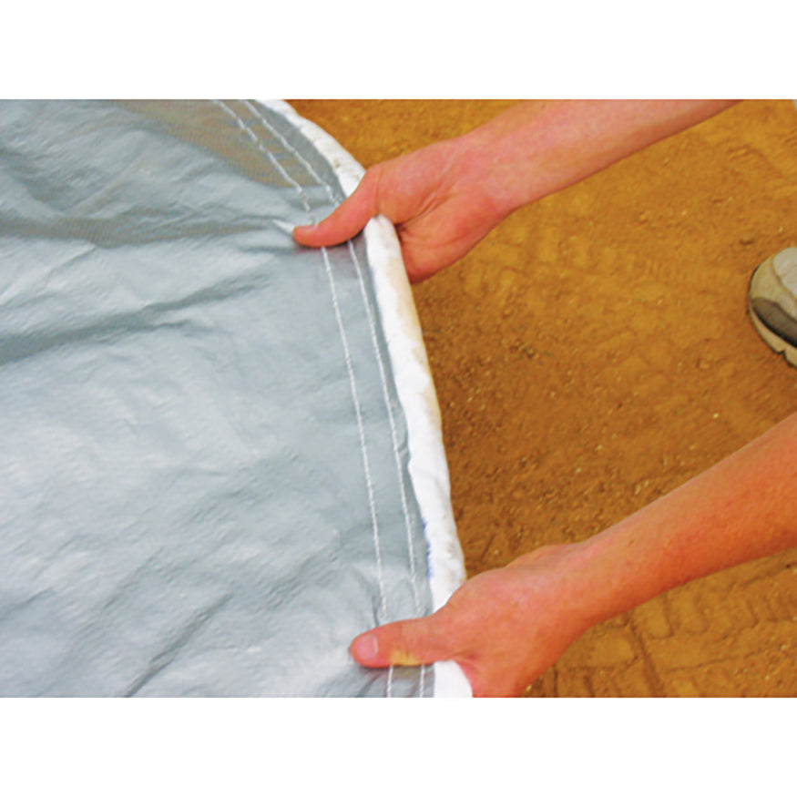 Baseball Tarp with Weighted Hem (30 ft. Round - 6 oz. Polyethylene) (White or Silver - Reversible)