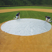 Baseball Tarp with Weighted Hem (26 ft. Round - 6 oz. Polyethylene) (White or Silver - Reversible)