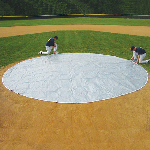 Baseball Tarp with Weighted Hem (20 ft. Round - 6 oz. Polyethylene) (White or Silver - Reversible)