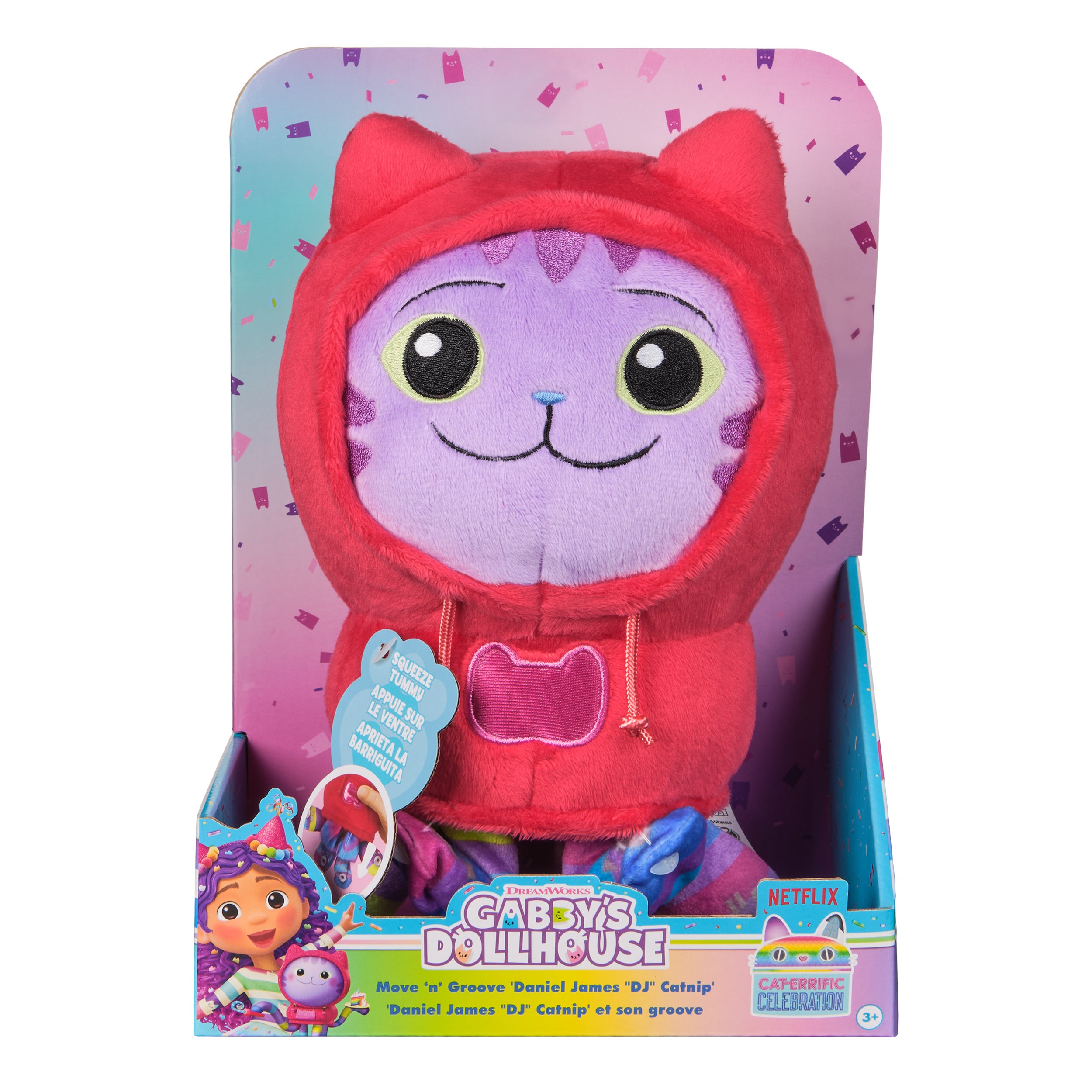 Gabby’s Dollhouse, Move & Groove Daniel James DJ Catnip Plush Toy, 10-Inch Tall Stuffed Animal with Moving Arms, Kids Toys for Girls & Boys Ages 3+