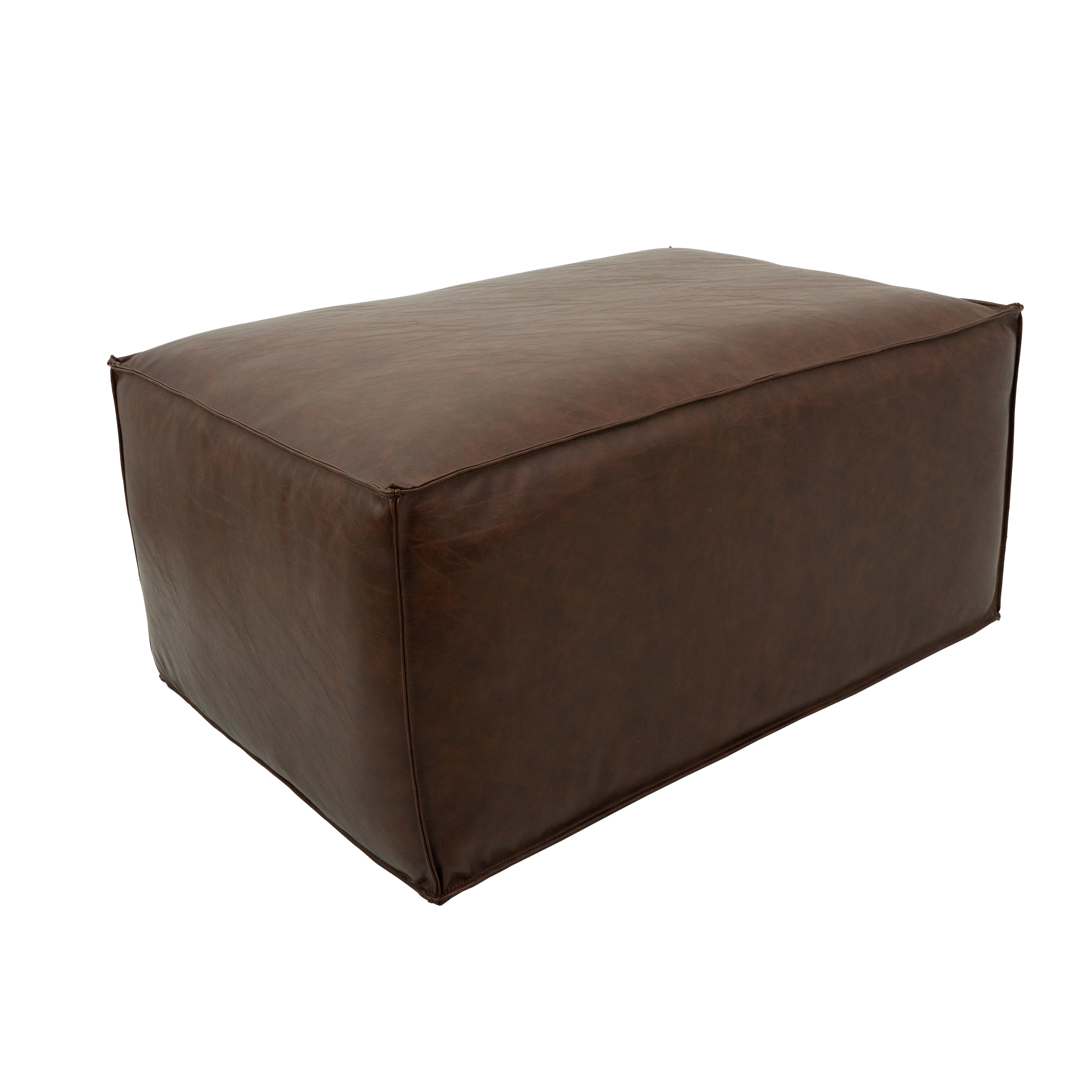 Rustic Overstuffed 36" x 24" Rectangle Ottoman, 16" Height - Walnut