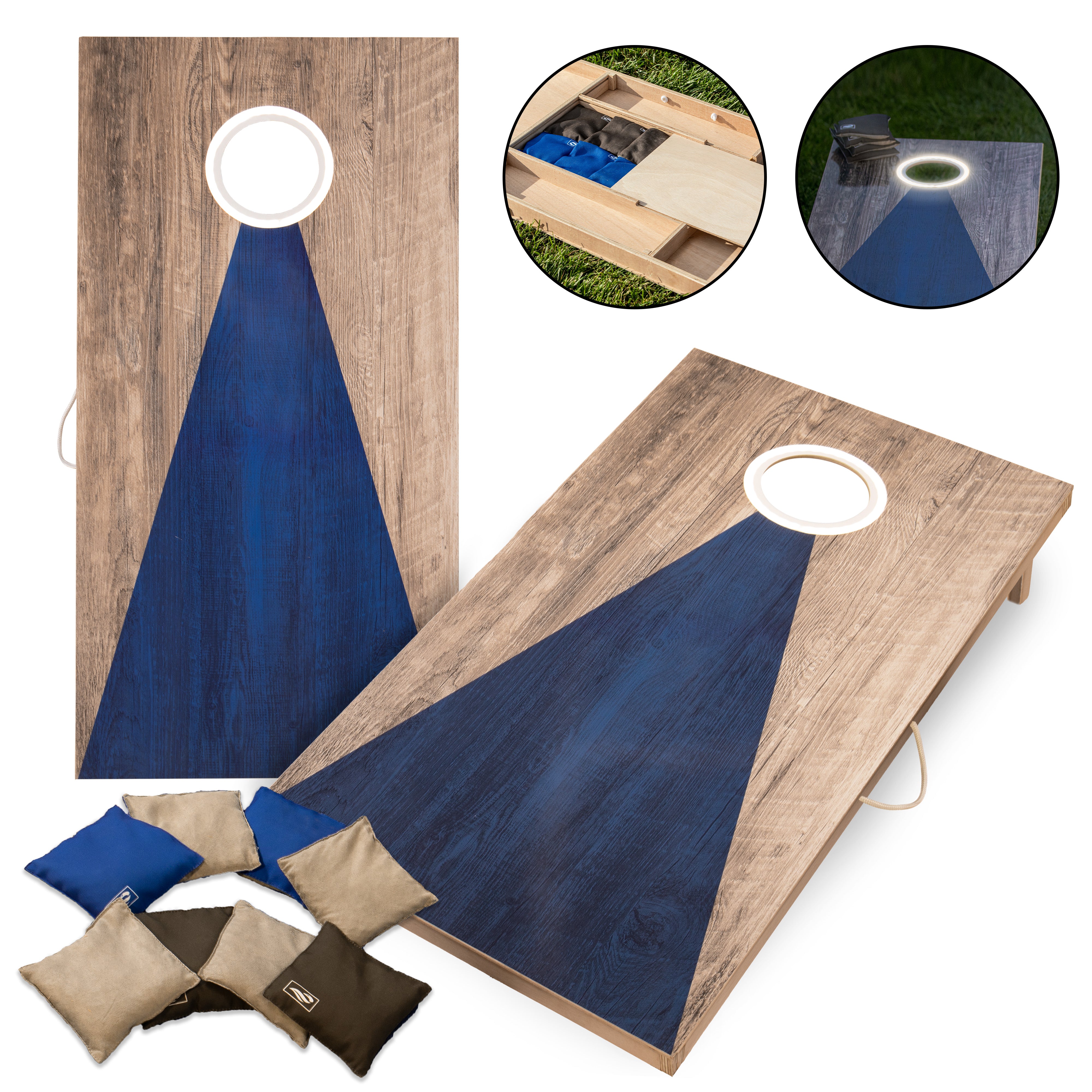 Triumph LED 2X4 Blue/Grey All-Wood Bag Toss