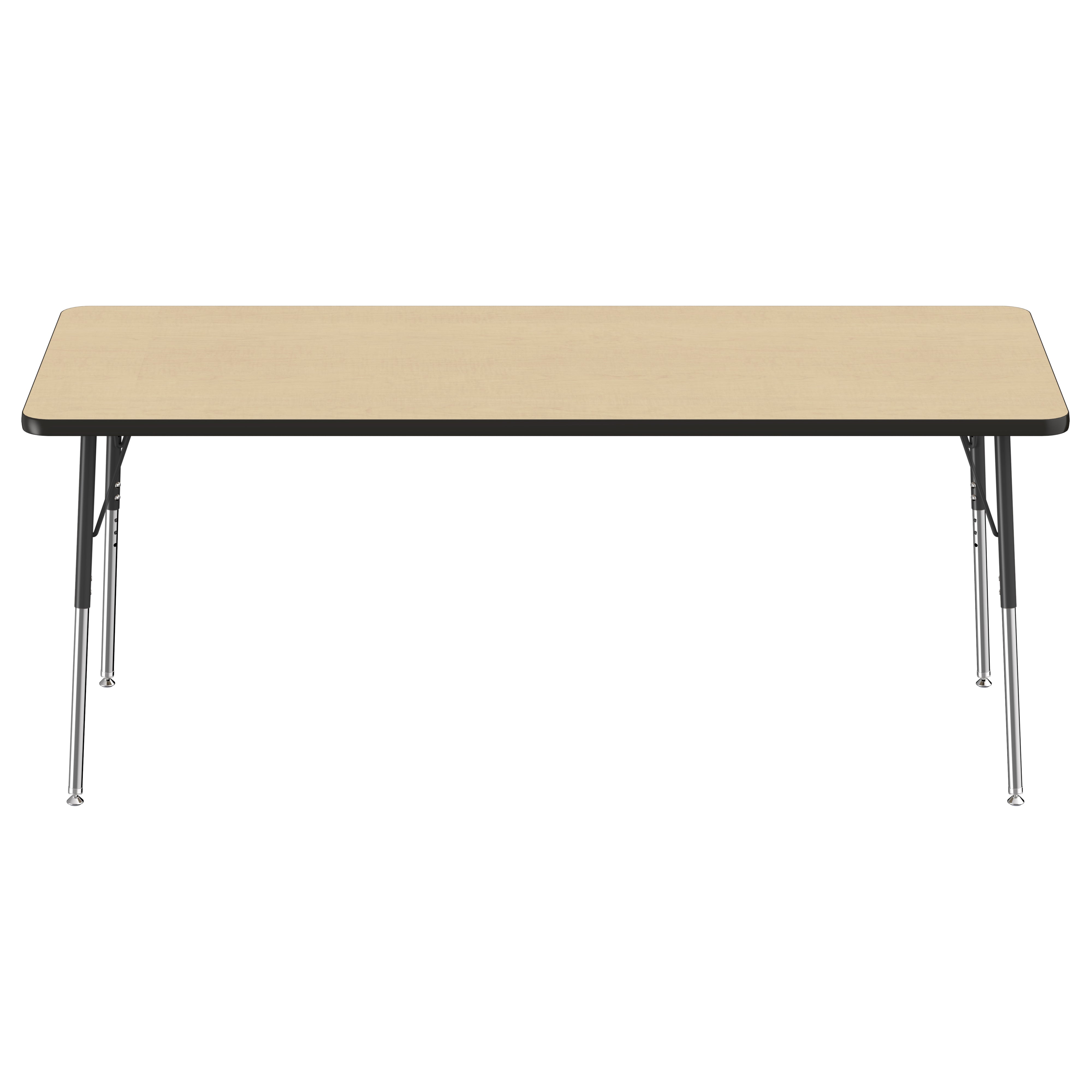 30" x 72" Rectangle Thermofused Activity Table with Adjustable Standard Swivel Glide Legs - Maple/Black