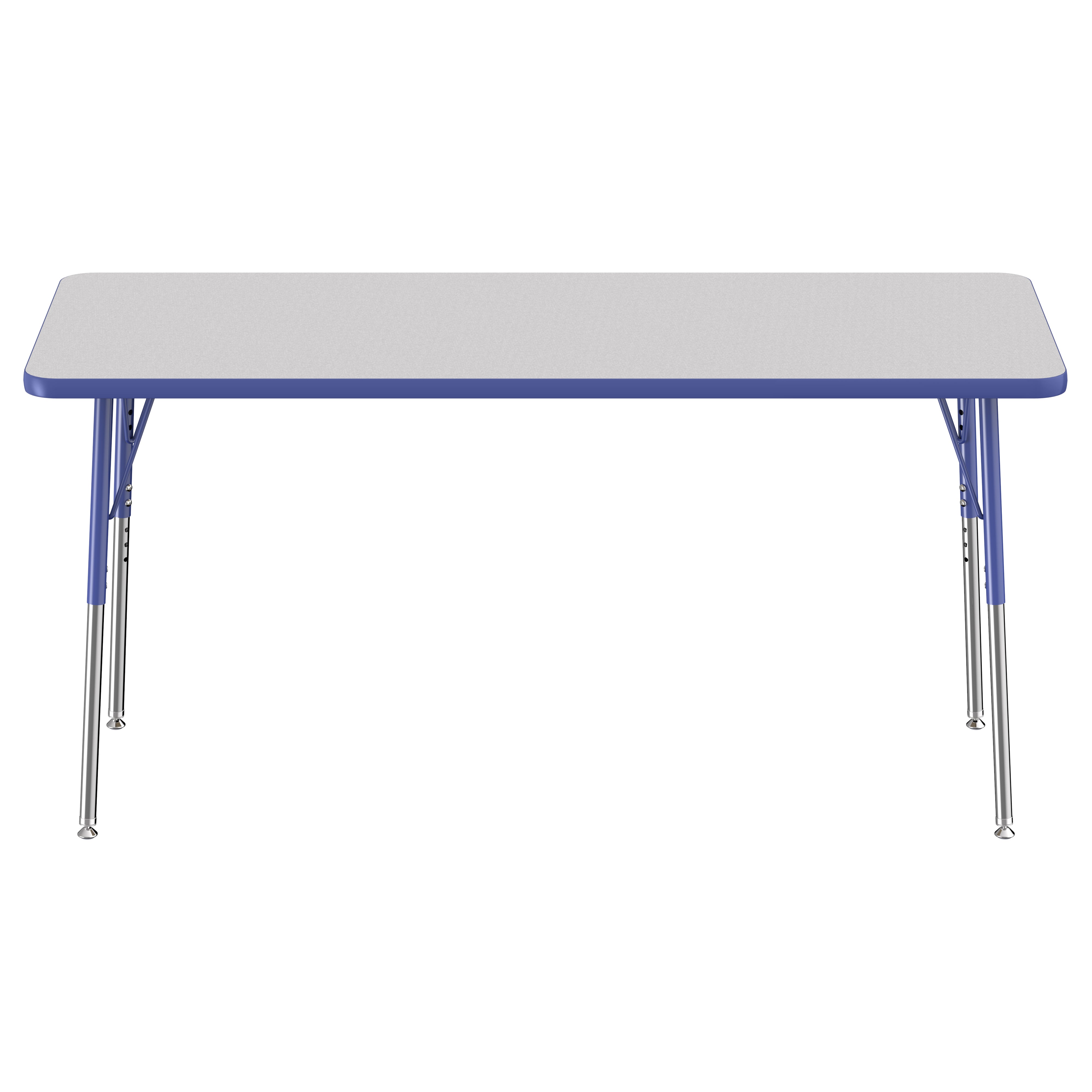 24" x 60" Rectangle Thermofused Activity Table with Adjustable Standard Swivel Glide Legs - Gray/Blue
