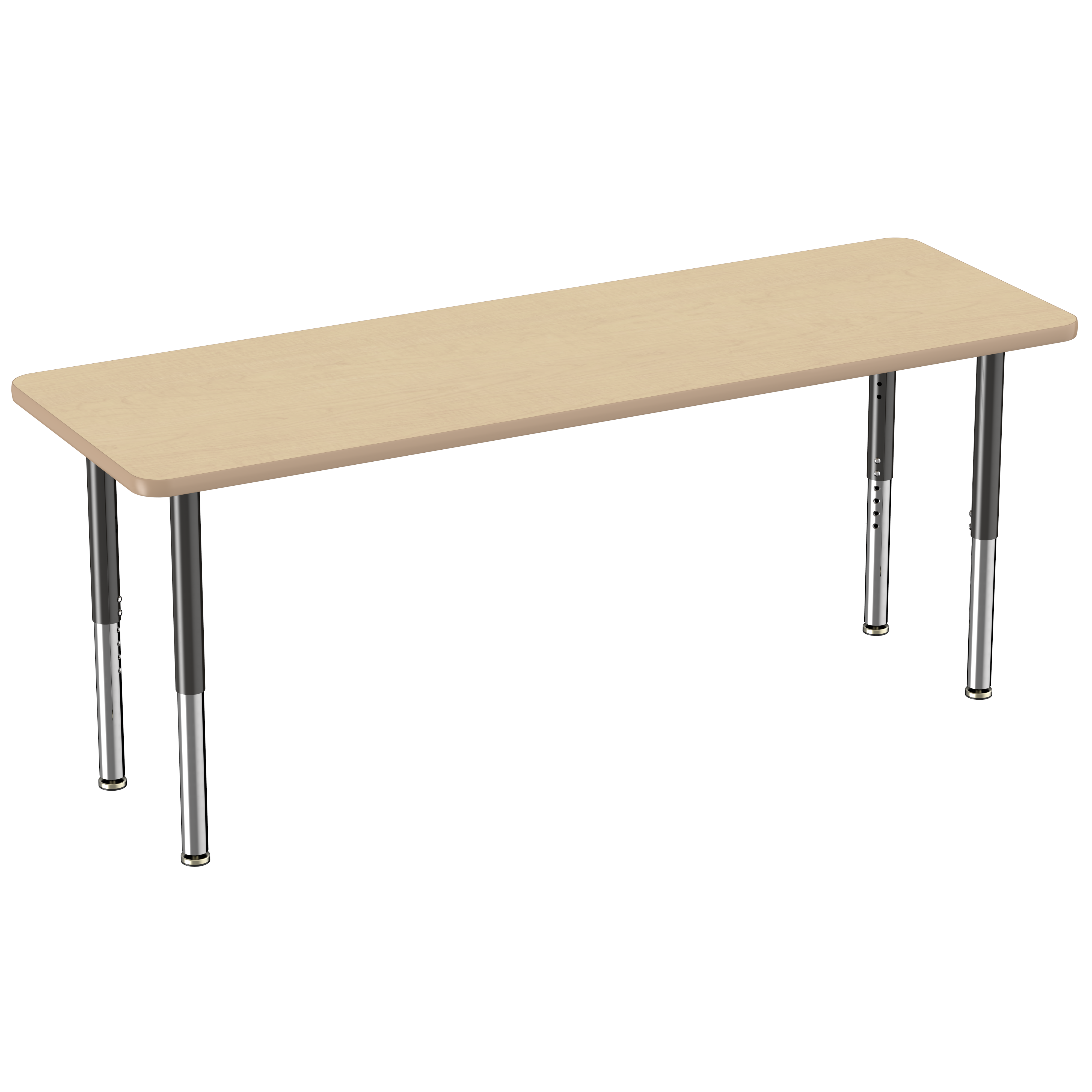 24" x 72" Rectangle T-Molding Activity Table with Adjustable Super Legs - Maple/Maple/Black