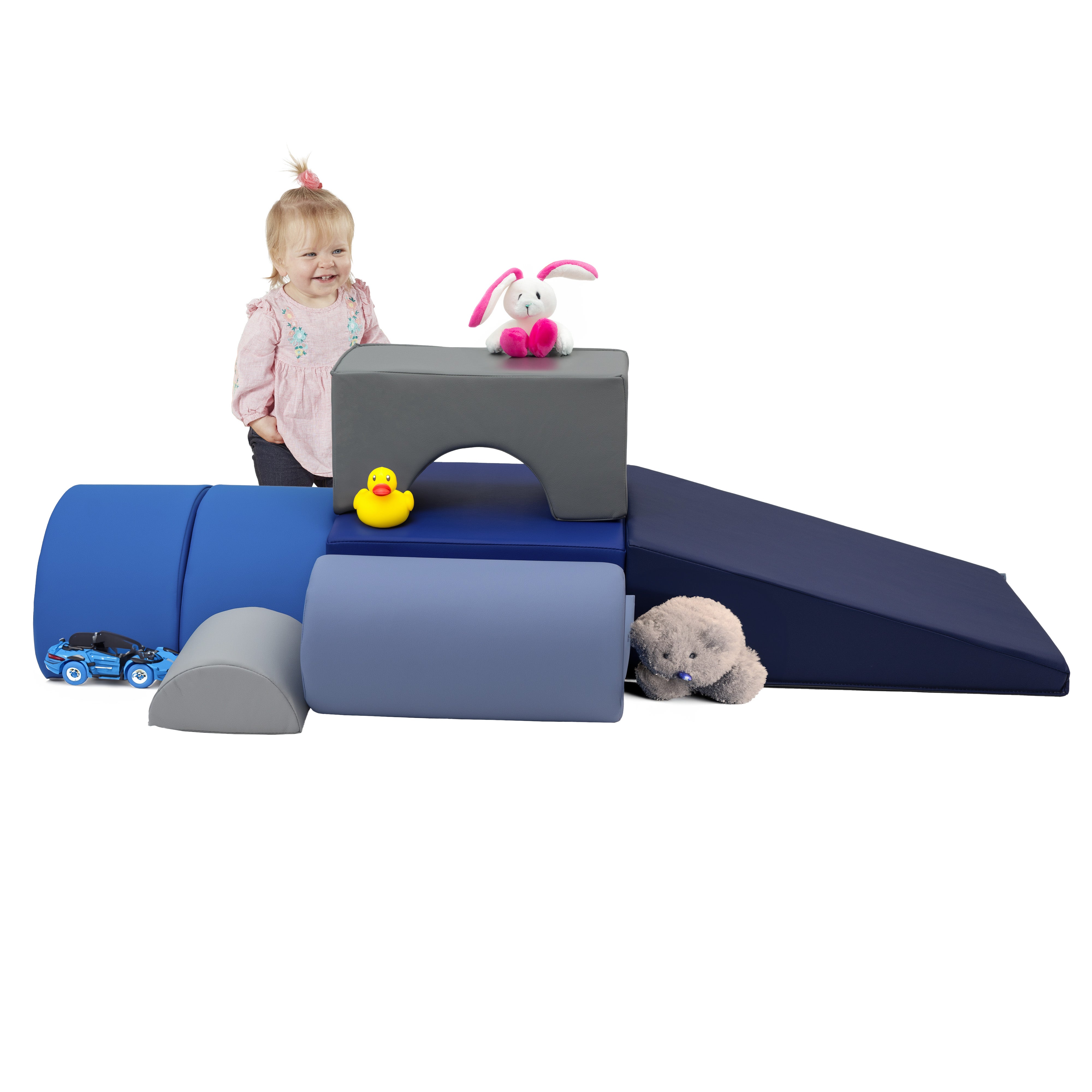 SoftScape Playtime and Climb, 6-Piece - Navy/Powder Blue