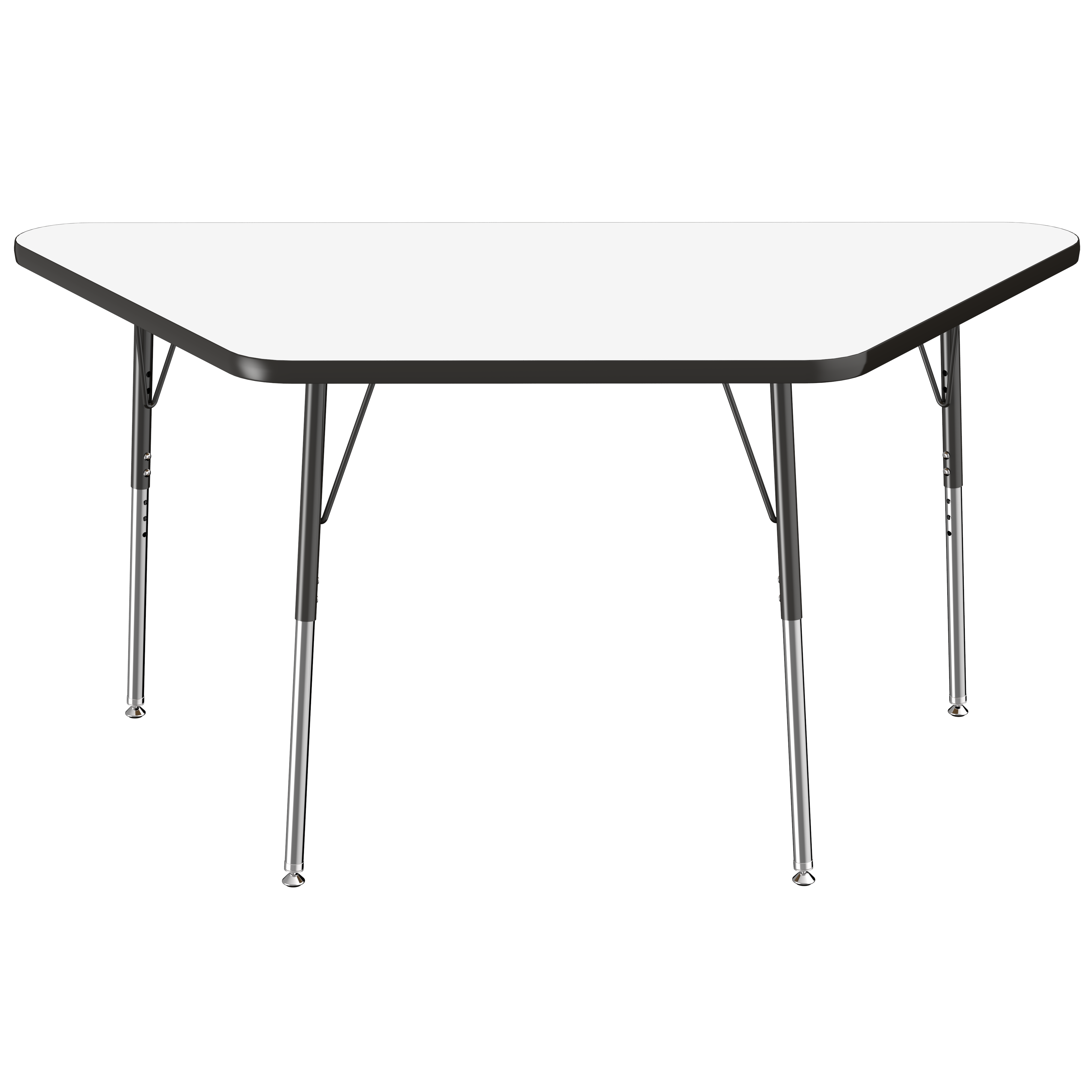 30" x 60" Trapezoid Dry-Erase Activity Table with Adjustable Standard Swivel Glide Legs - Whiteboard/Black
