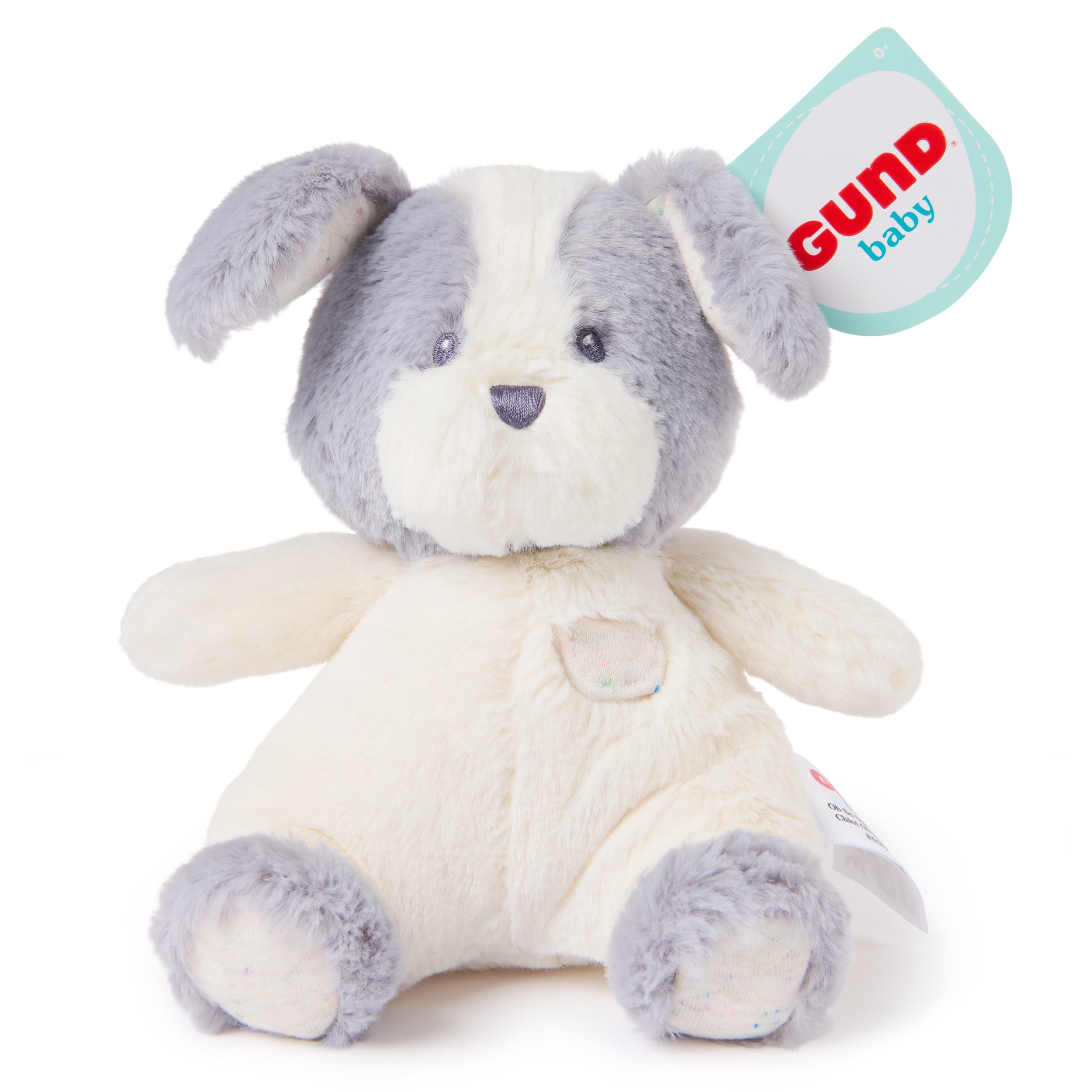 Baby GUND Oh So Snuggly Littles Puppy Dog, Small Stuffed Animals, Dog Stuffed Animal, Plush Toys for Infants and Toddlers, White/Gray, 7”