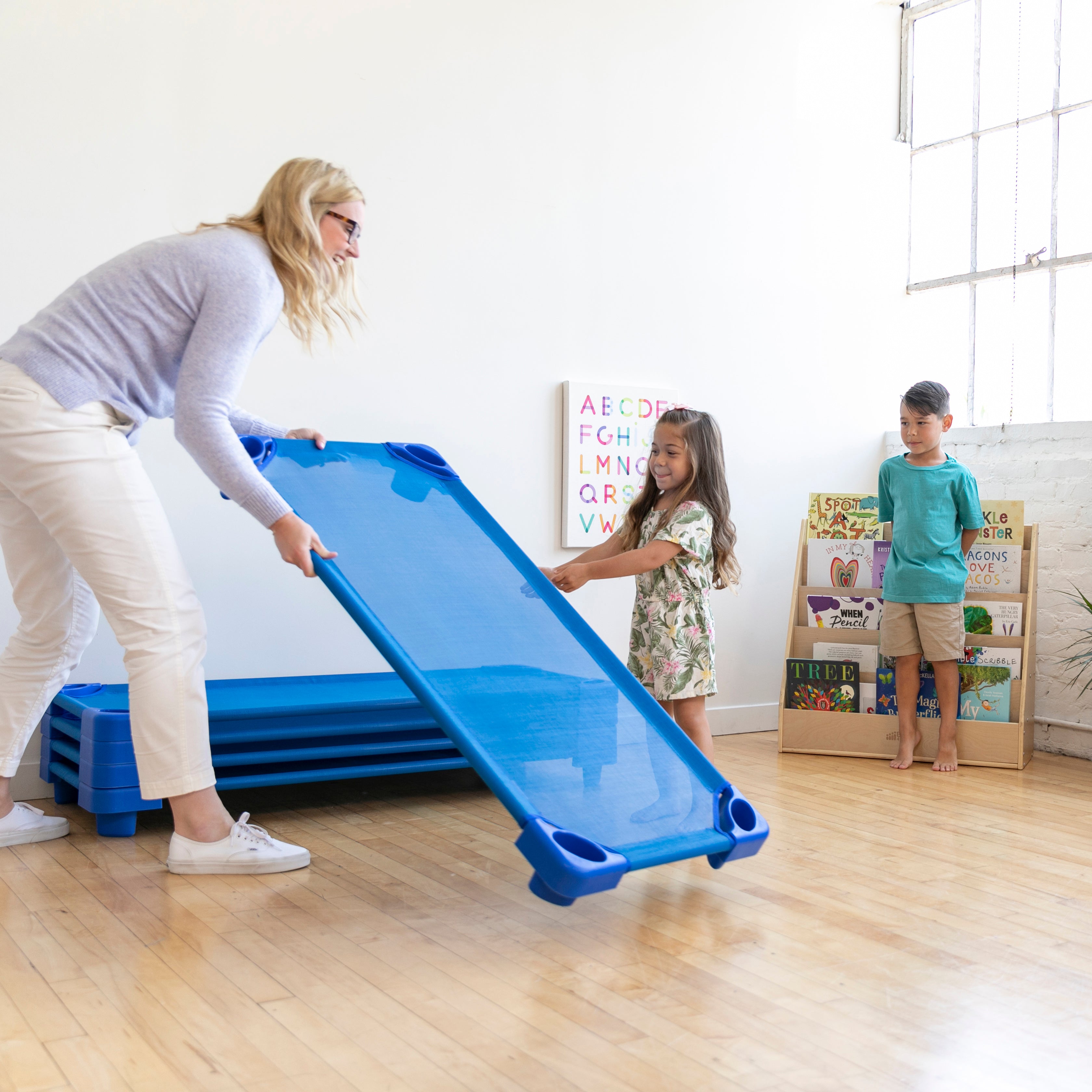 Stackable Kiddie Cot Standard Ready-to-Assemble 6-Pack - Blue