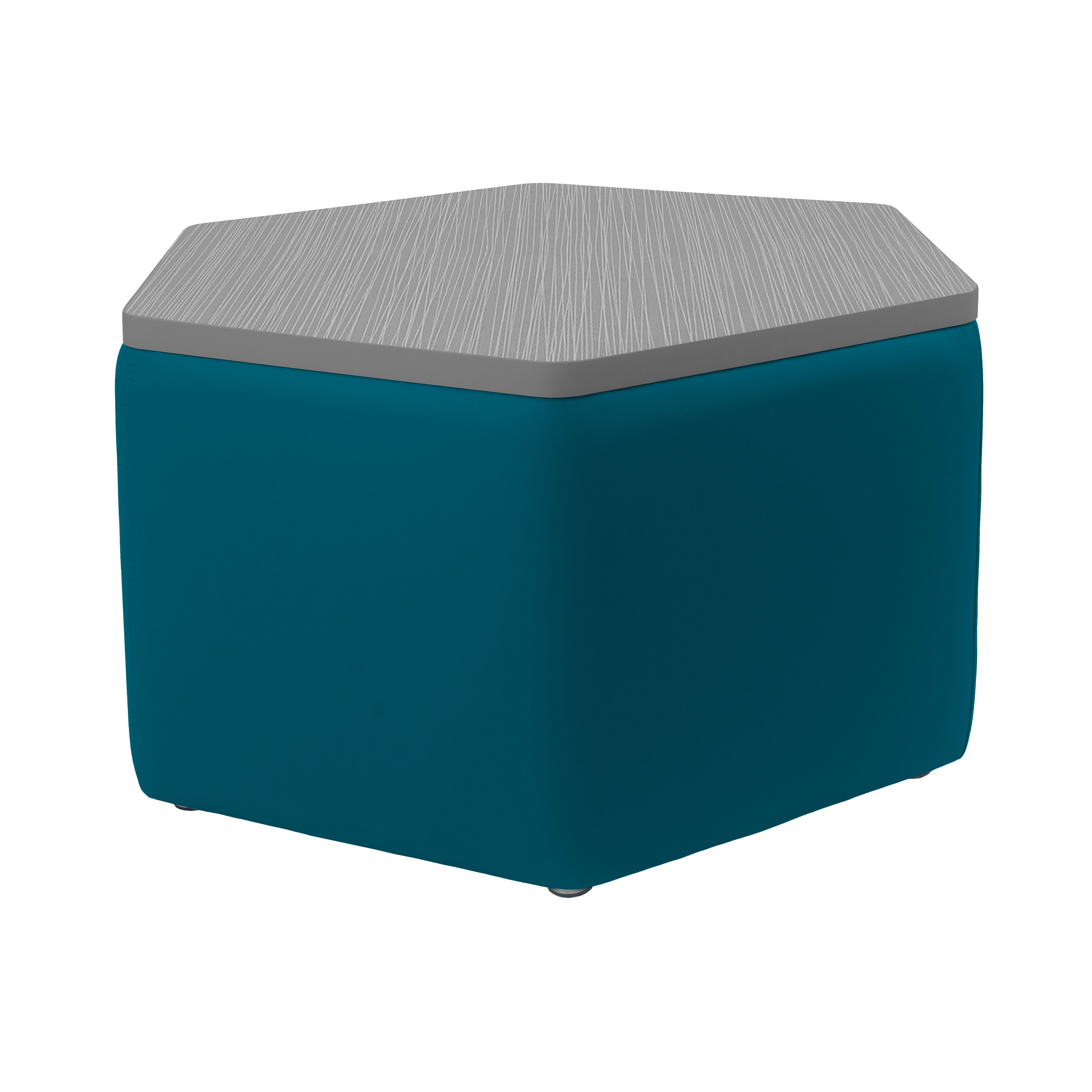 Pro Series Upholstered Hexagon Ottoman Table 18" Height - Teal/Cosmic Strandz