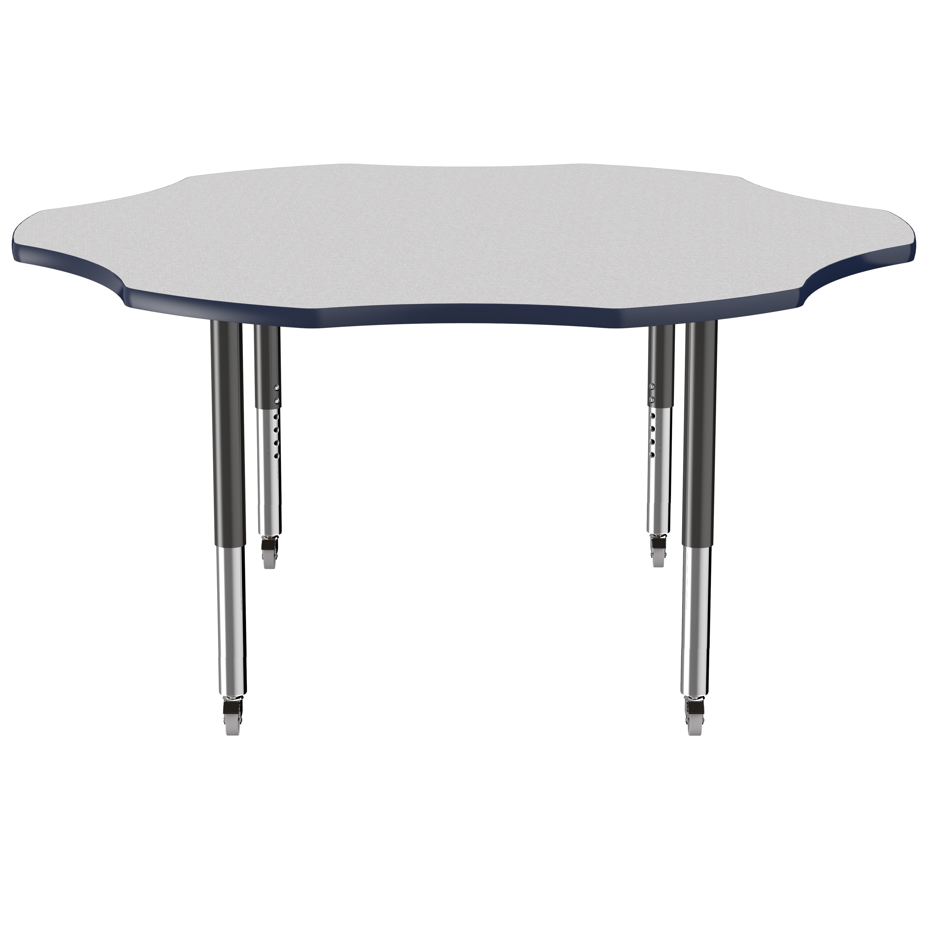 60" x 60" Flower T-Molding Activity Table with Adjustable Super Legs - Gray/Navy/Black