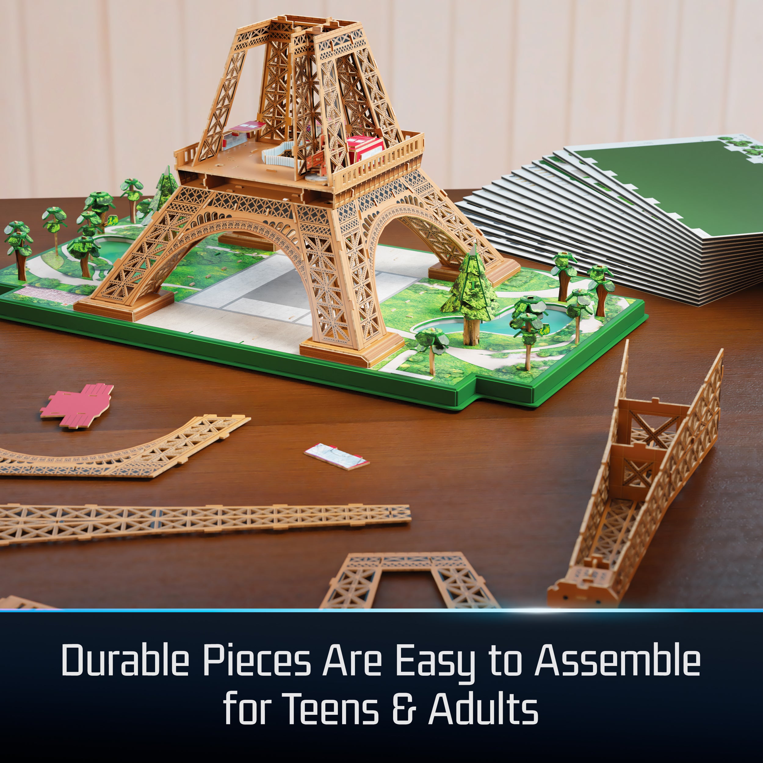 4D Build, Architect Series Eiffel Tower 3D Model Kit with LED Lights, Desk Décor, Adult Puzzles, Building Toys, 3D Puzzles for Adults & Teens, 252 Pieces, for Ages 12 & Up