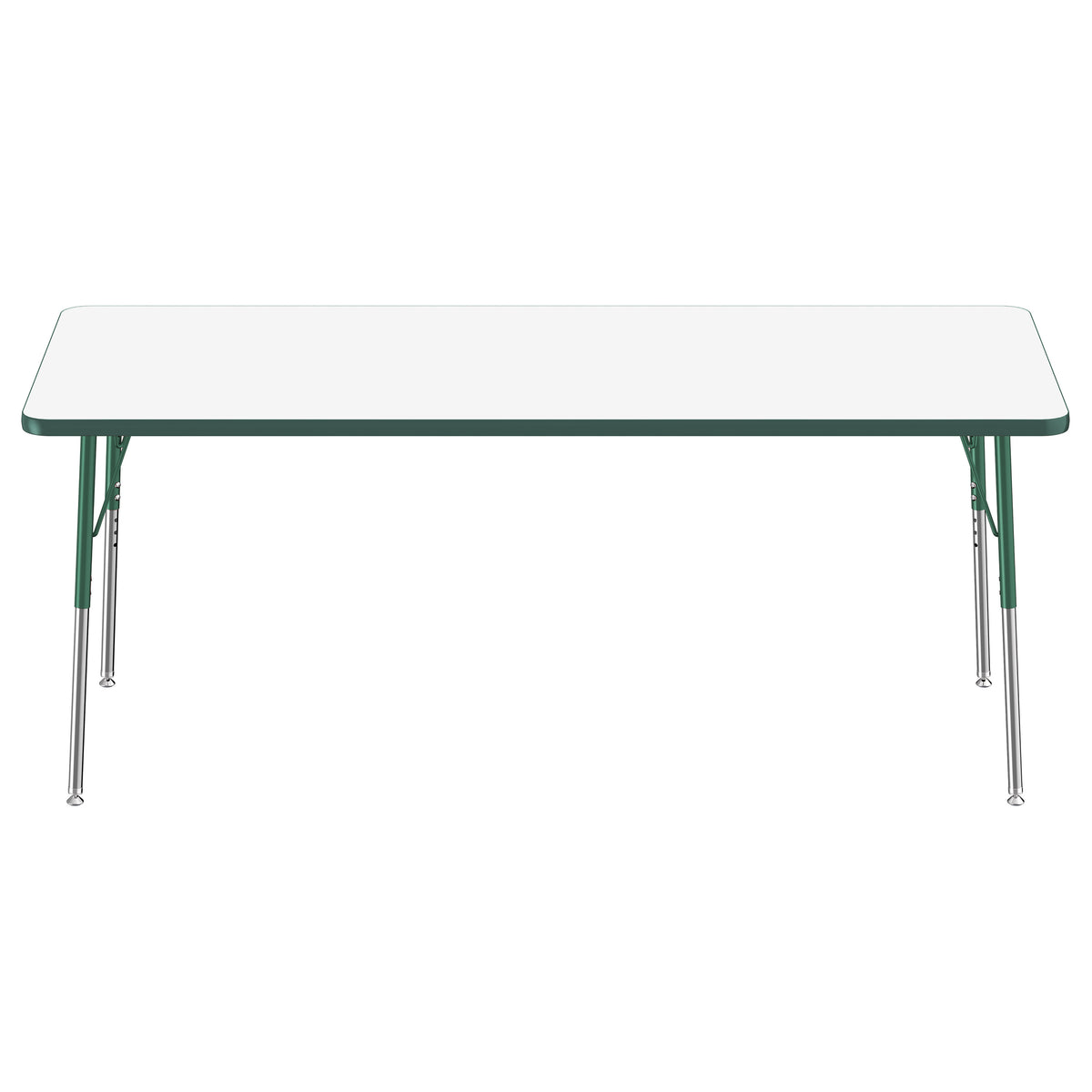 30" x 72" Rectangle Dry-Erase Activity Table with Adjustable Standard Swivel Glide Legs - Whiteboard/Green