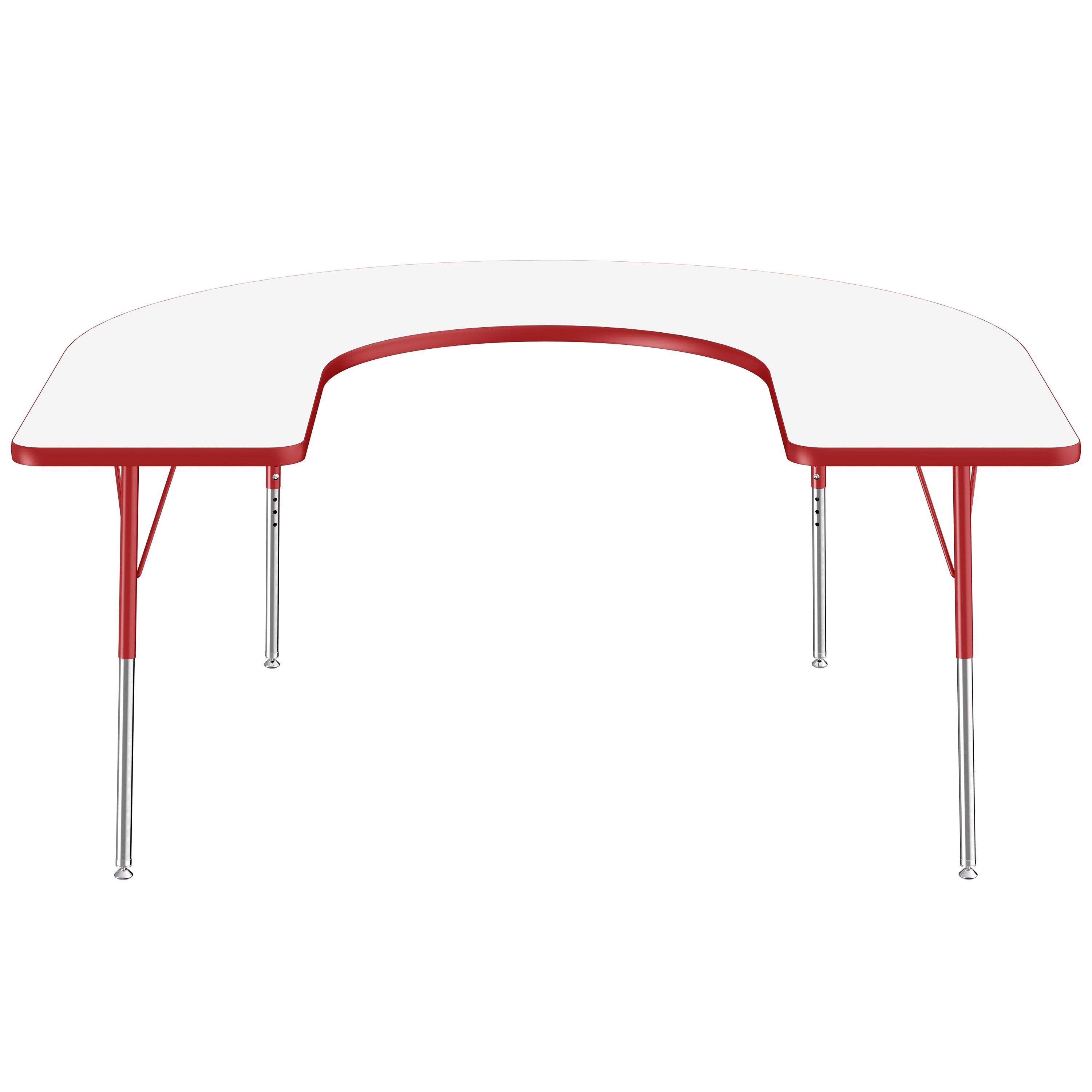 60" x 66" Horseshoe Dry-Erase Activity Table with Adjustable Standard Swivel Glide Legs - Whiteboard/Red