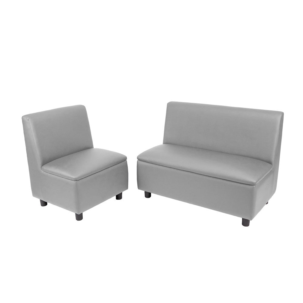Kid Comfort Collective Modular Chair and Sofa, 2-Piece Set - Gray