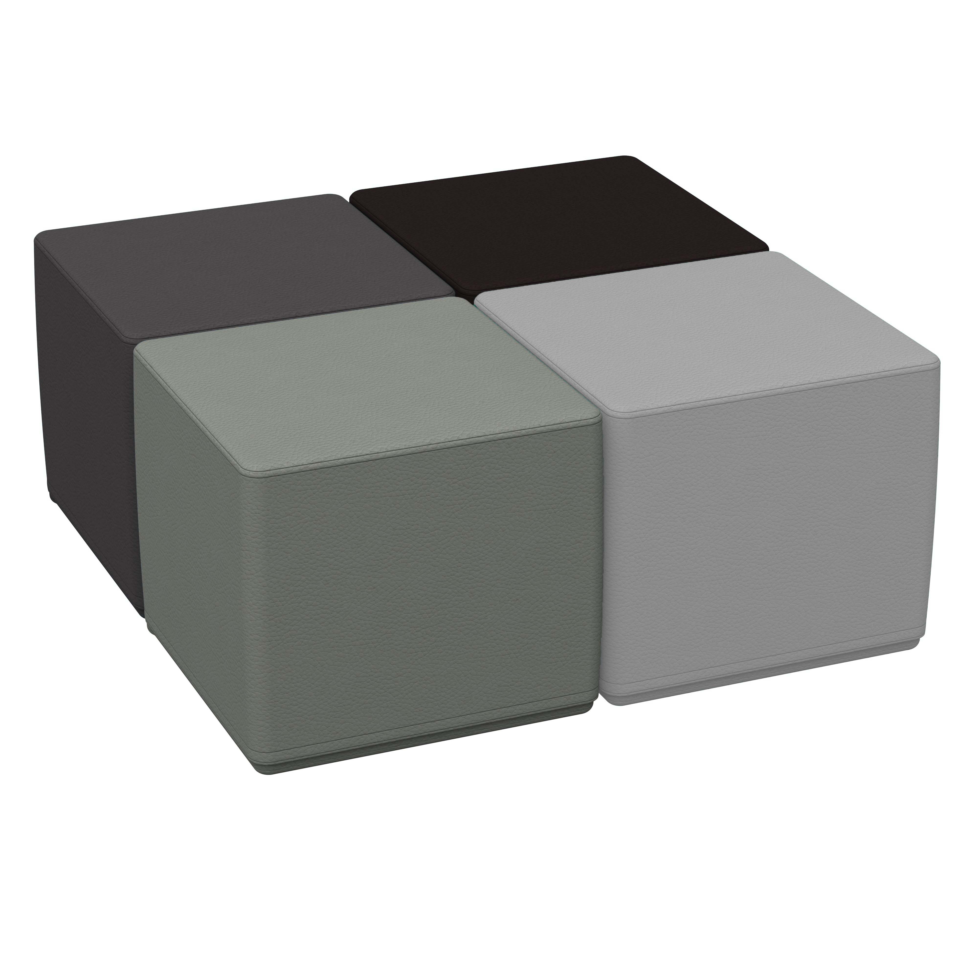 SoftScape 18" Square Ottoman 16" Height, 4-Piece - Gray/Light Gray