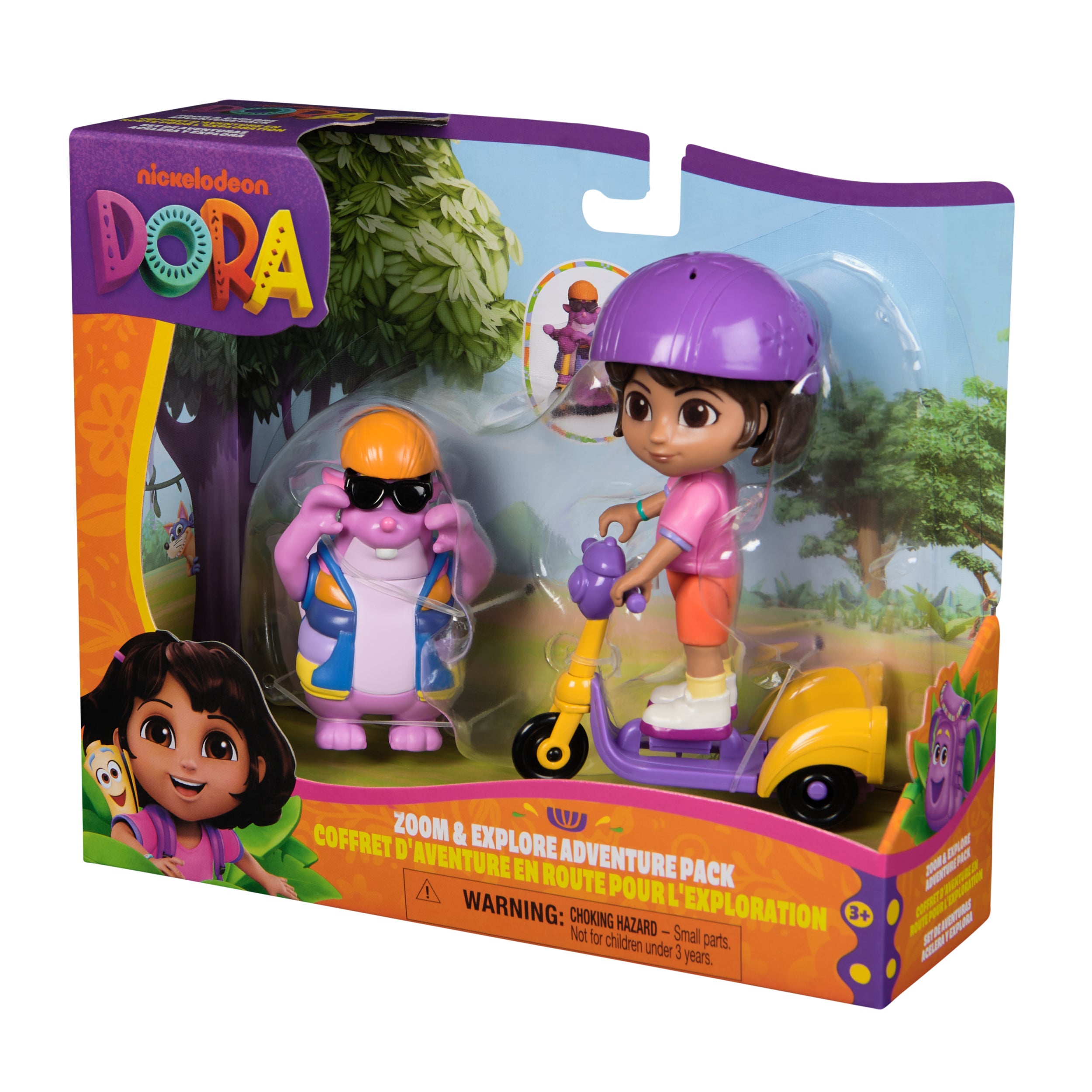 Dora, Zoom & Explore Adventure Pack with Dora & Tico Toy Figures & 3-Wheeled Scooter Accessory, Kids Toys for Girls & Boys Ages 3 and Up
