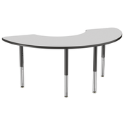 36" x 72" Half Moon T-Molding Activity Table with Adjustable Super Legs - Gray/Black