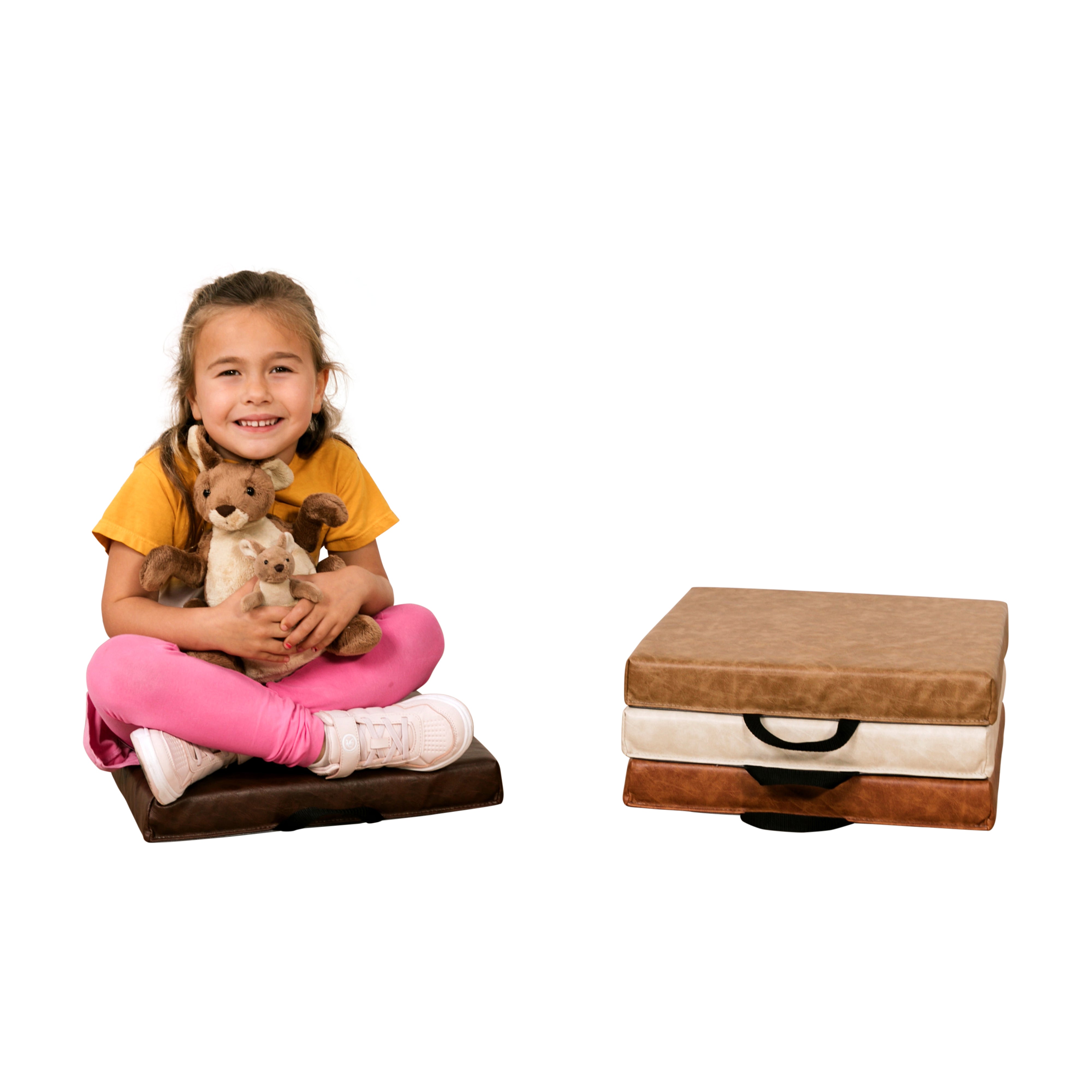 Rustic 15" Square Floor Cushions, 4-Piece - Distressed Assorted