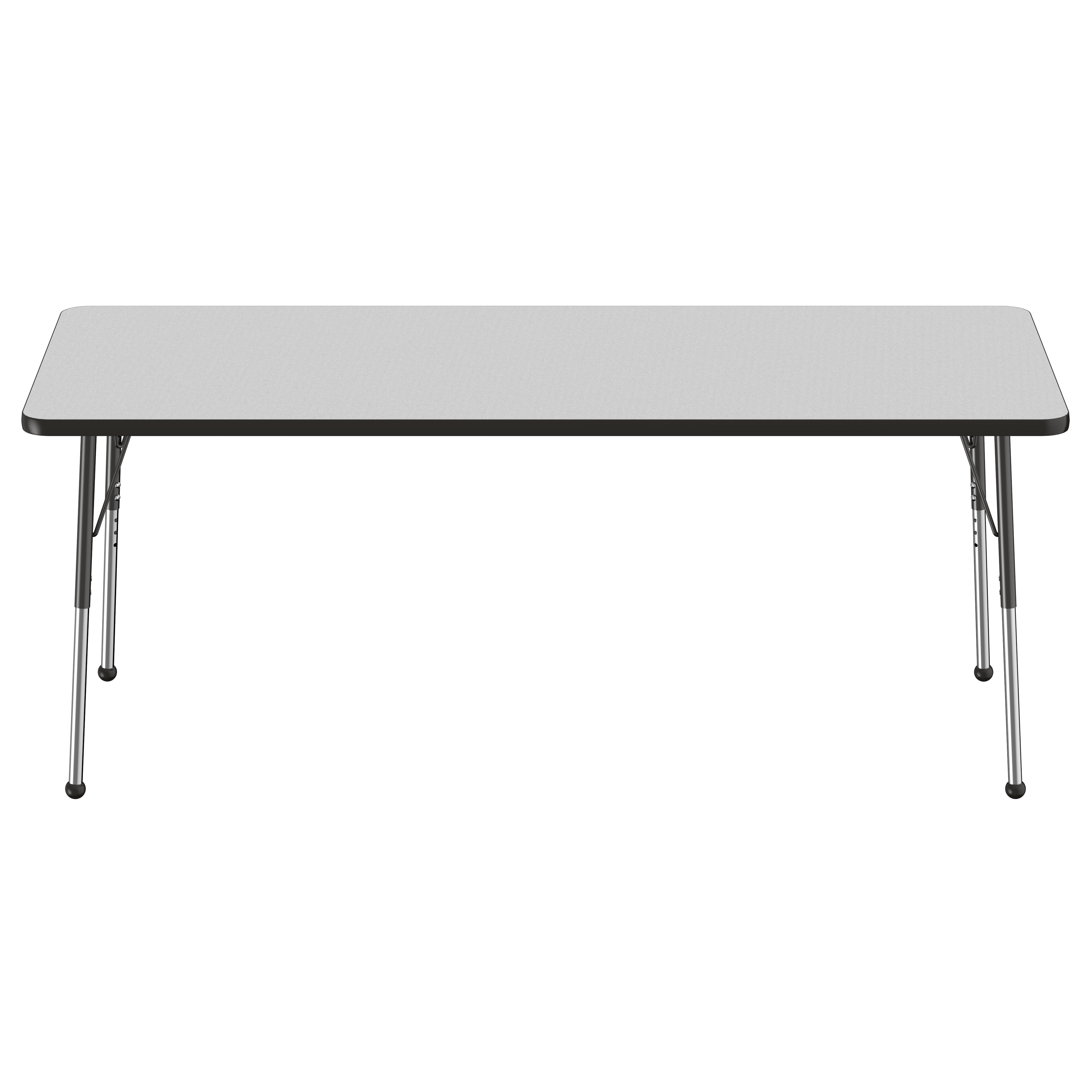 30" x 72" Rectangle T-Molding Activity Table with Adjustable Standard Ball Glide Legs - Gray/Black