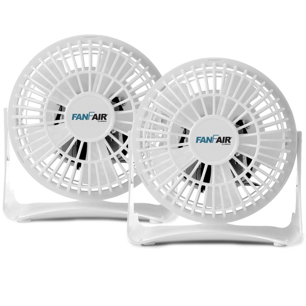 FanFair FanFair 4-inch Personal Desk Fan (White) x2