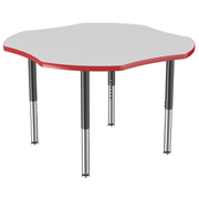 48" x 48" Clover T-Molding Activity Table with Adjustable Super Legs - Gray/Red/Black