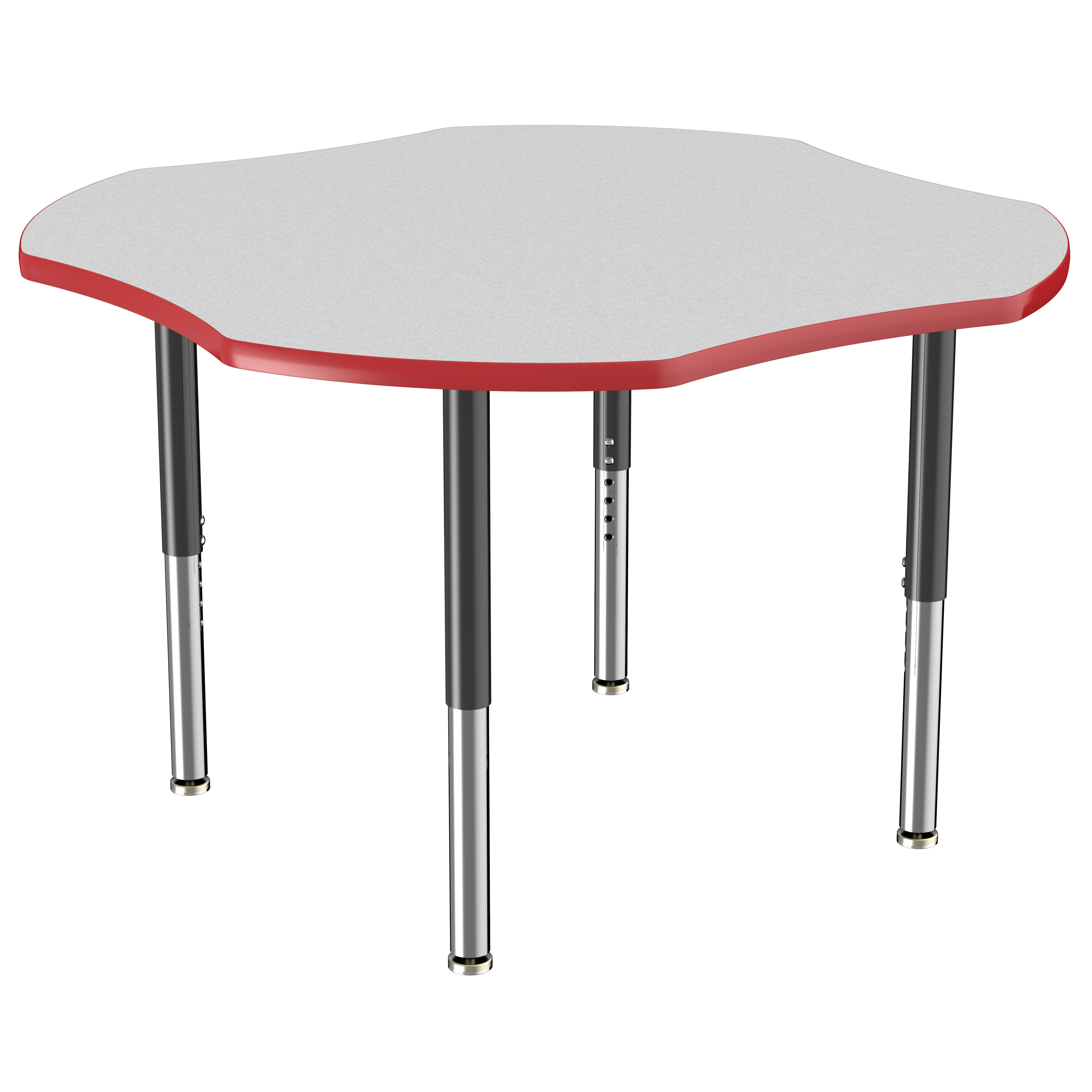 48" x 48" Clover T-Molding Activity Table with Adjustable Super Legs - Gray/Red/Black