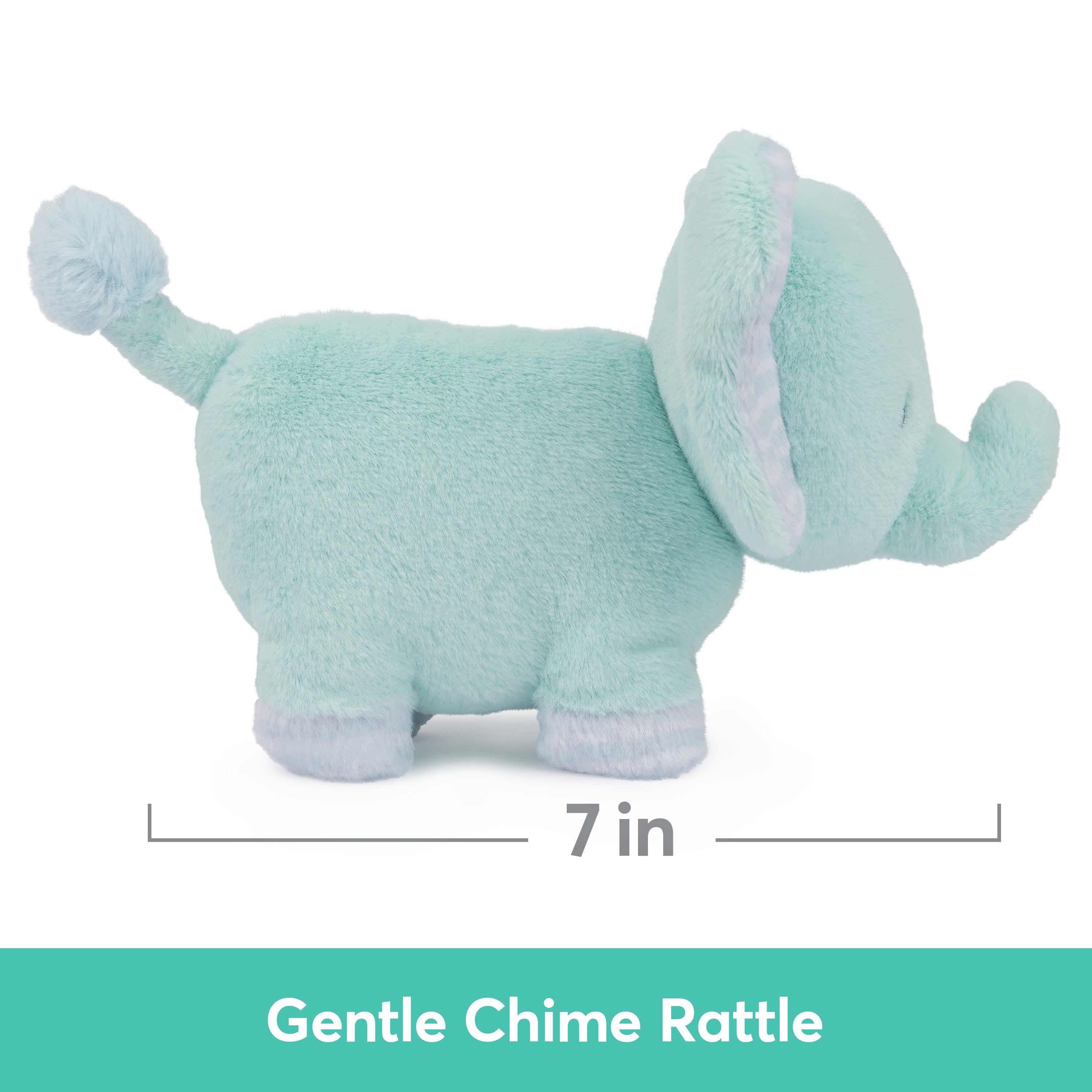 Baby GUND Safari Friends Collection Plush Elephant with Chime, Sensory Toy Stuffed Animal for Babies and Newborns, Teal, 7"