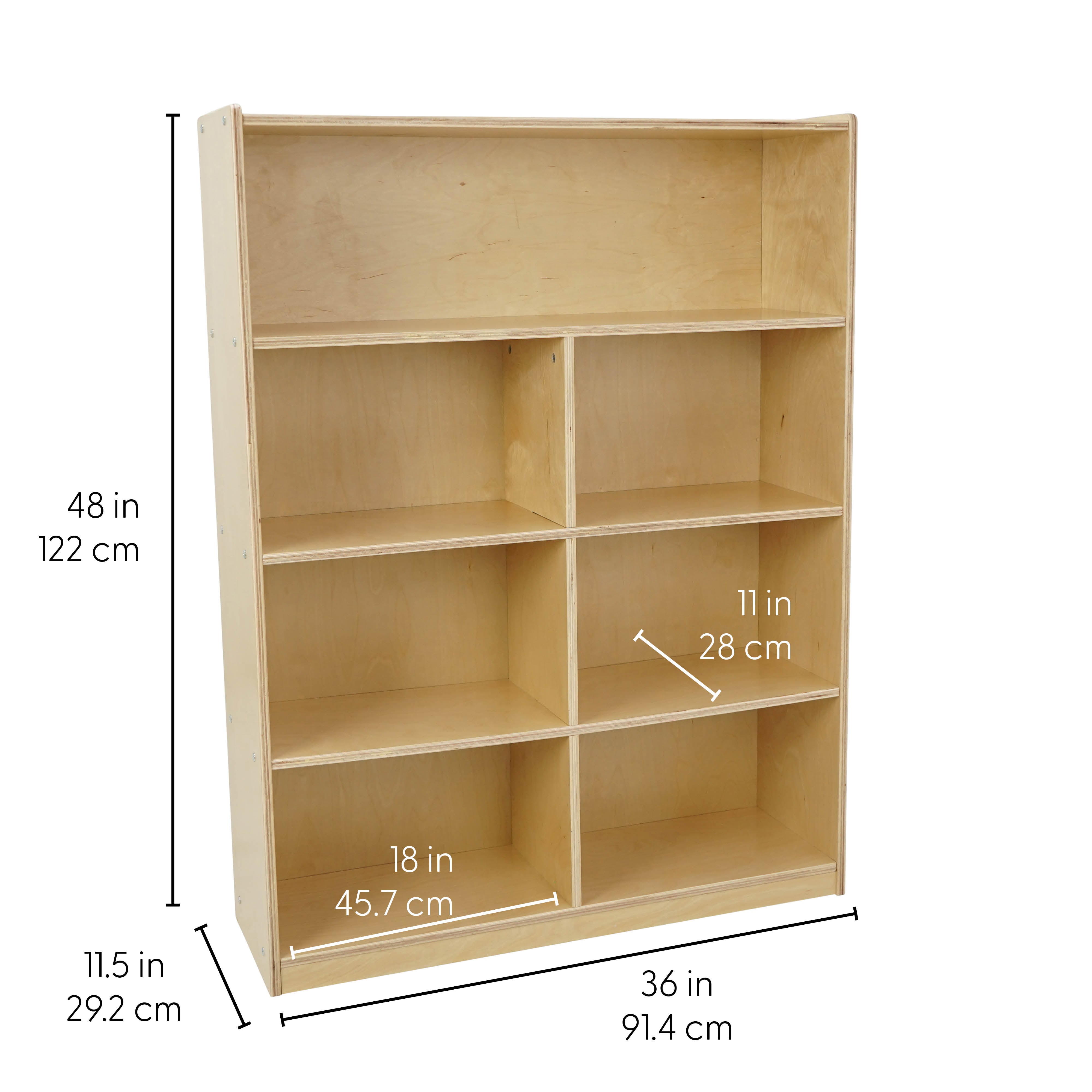 Birch 7-Compartment Divided Deluxe Book Case, 48" Height