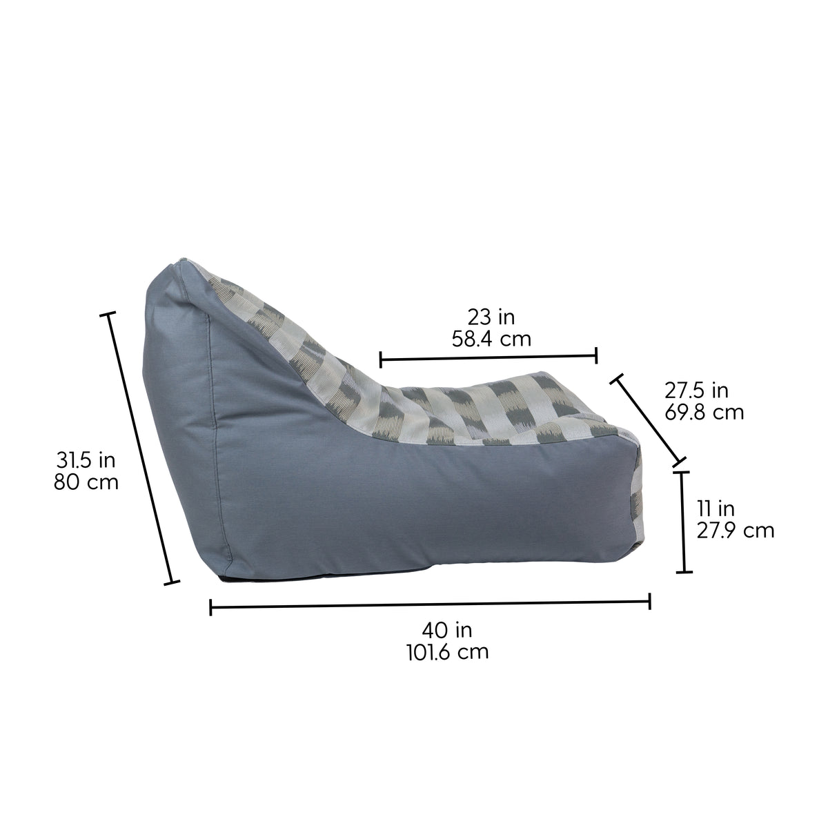 Oudoor Bean Bag Lounger with Sunbrella - Dream Mist/Canvas Haze