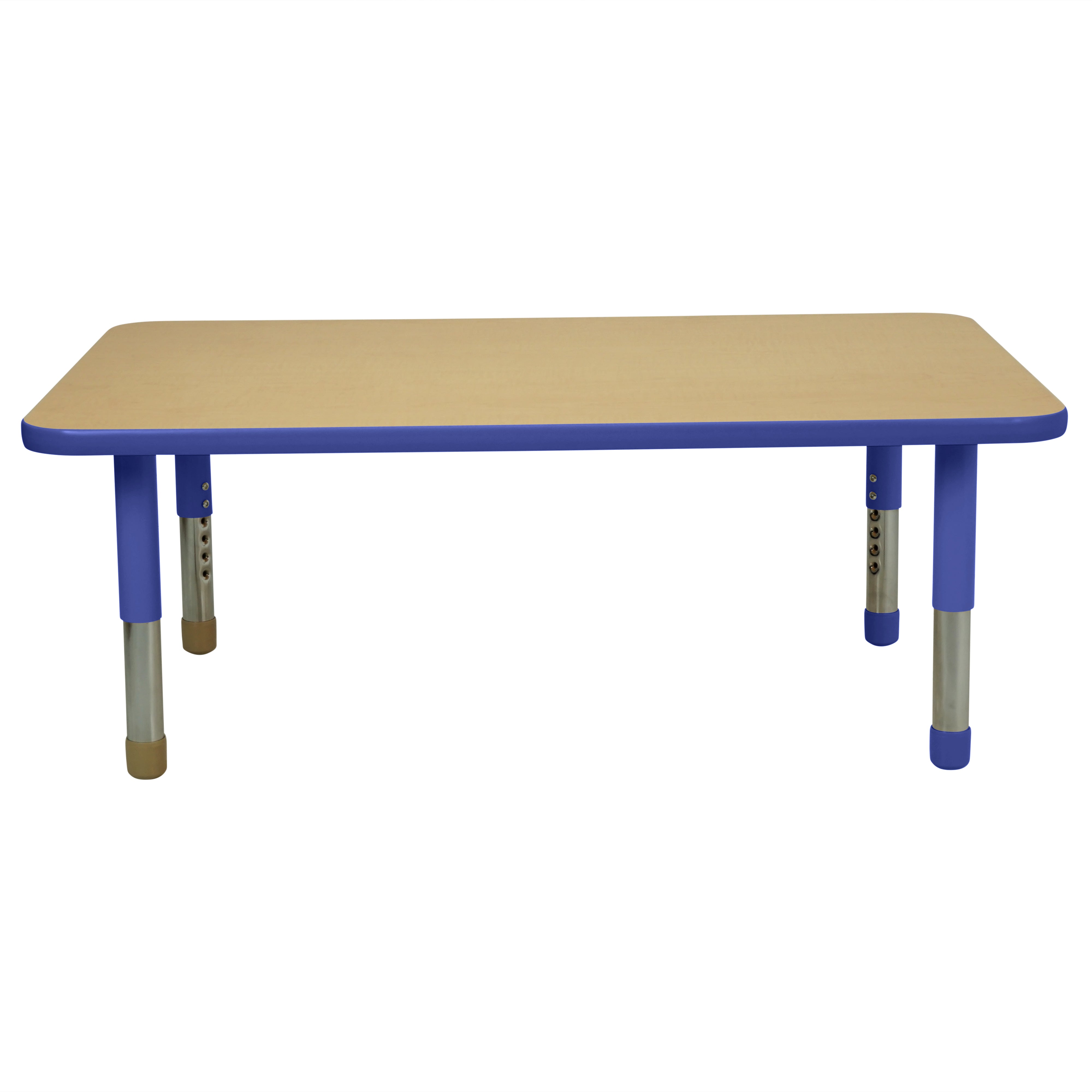 30" x 48" Rectangle T-Molding Activity Table with Adjustable Tiny Tot Legs - Maple/Blue