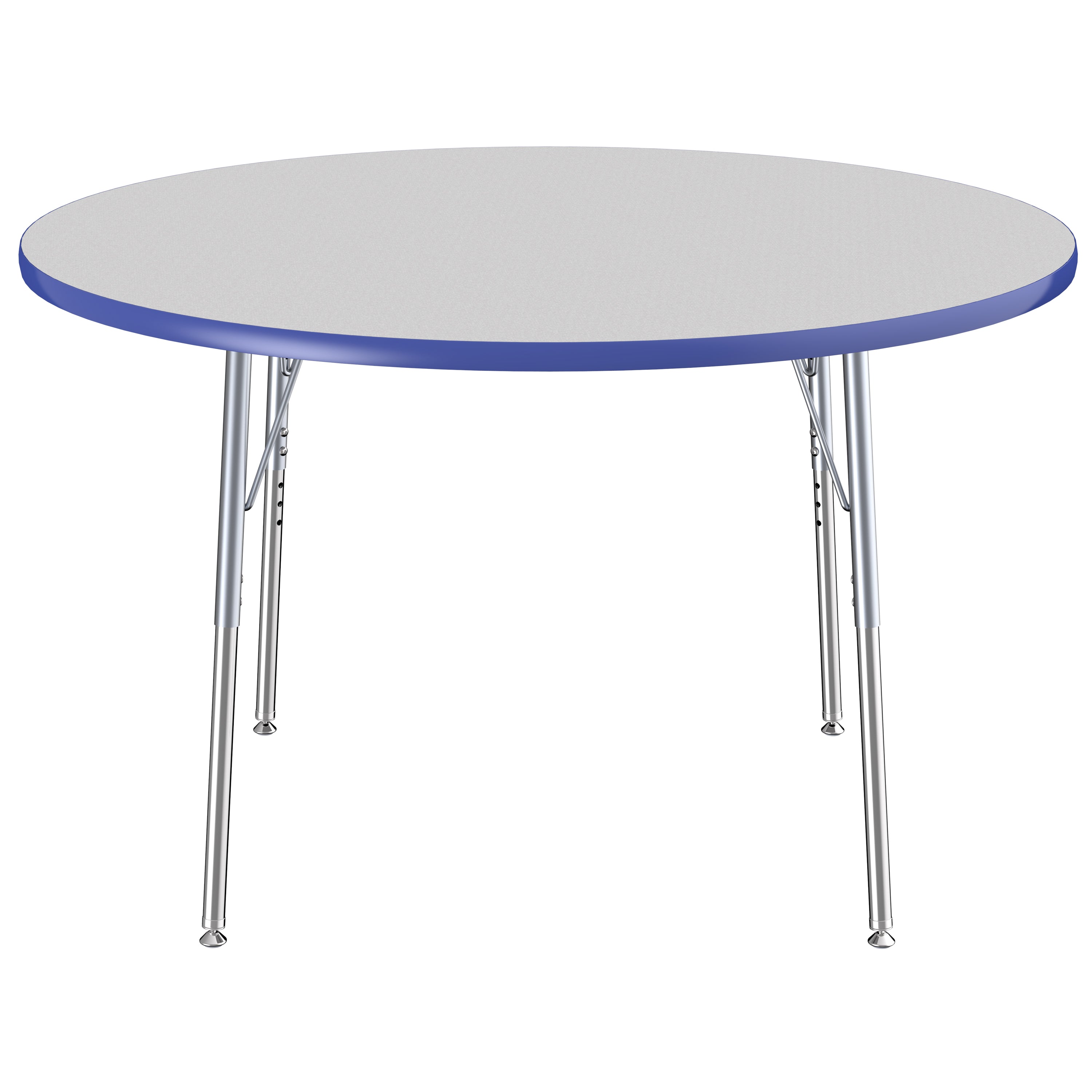 48" Round T-Molding Activity Table with Adjustable Standard Swivel Glide Legs - Gray/Blue/Silver