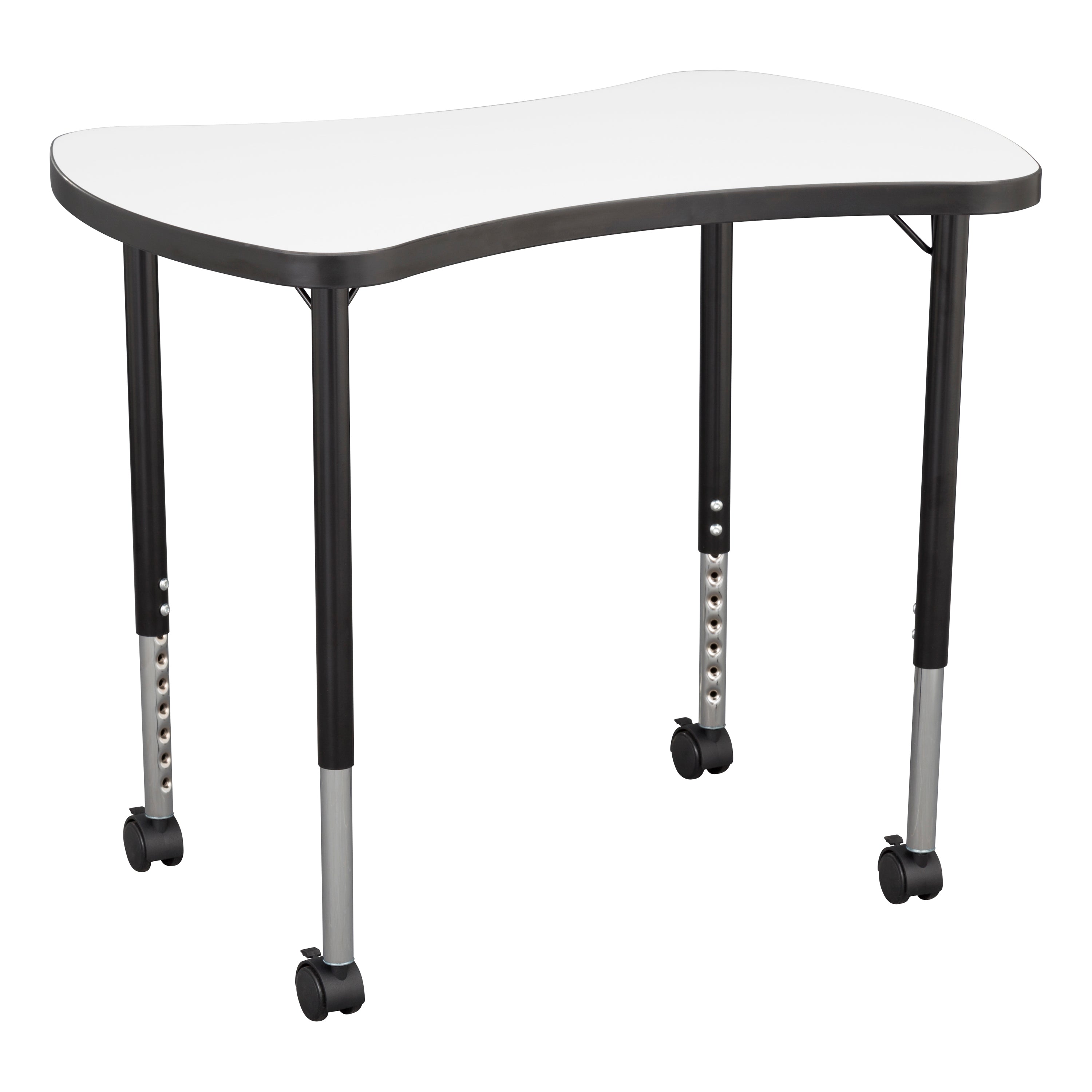 23" x 35" Bowtie Collaborative Dry-Erase Activity Table with Adjustable Mobile Legs - Whiteboard/Black