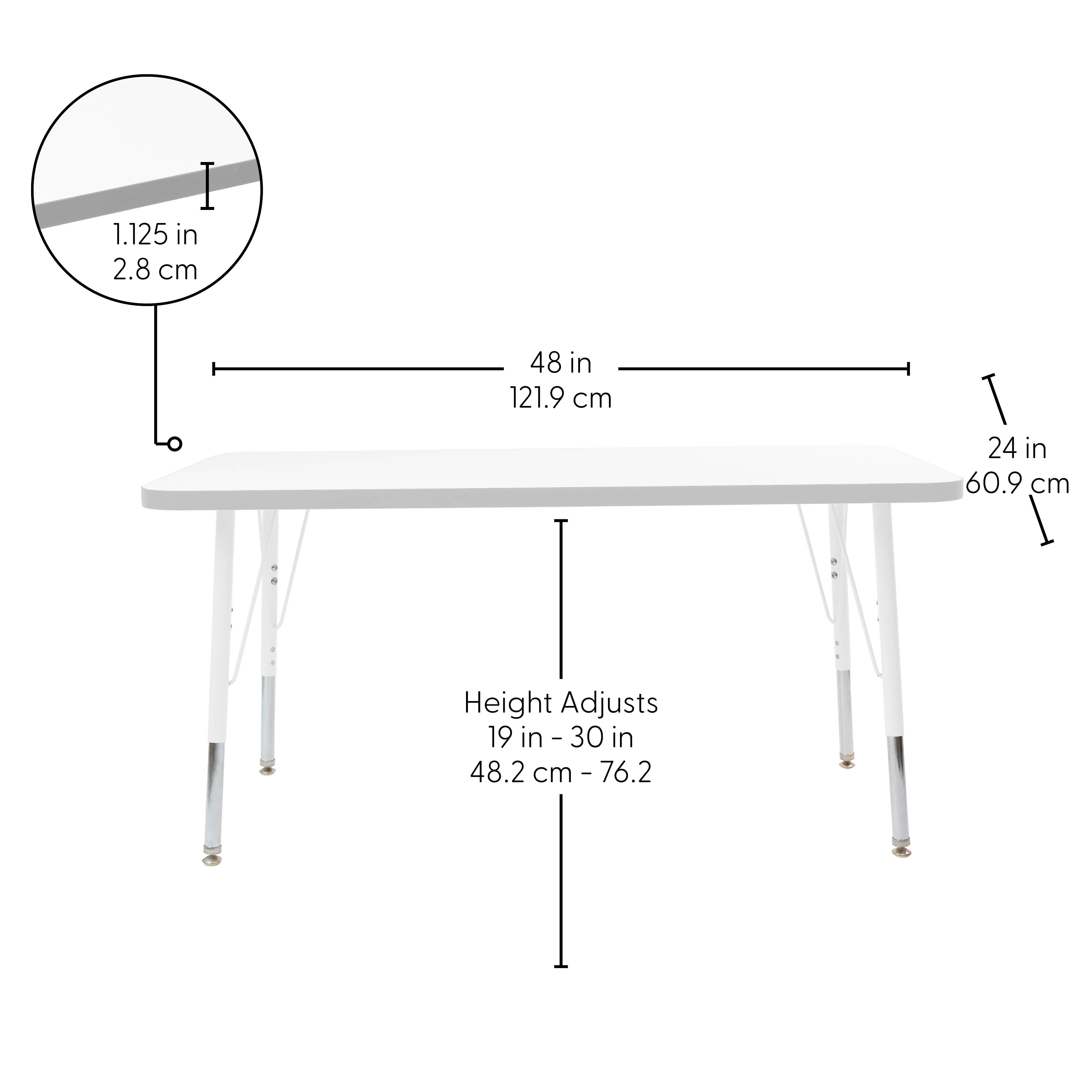 24" x 48" Rectangle Thermofused Activity Table with Adjustable Standard Swivel Glide Legs - White/Light Gray/White