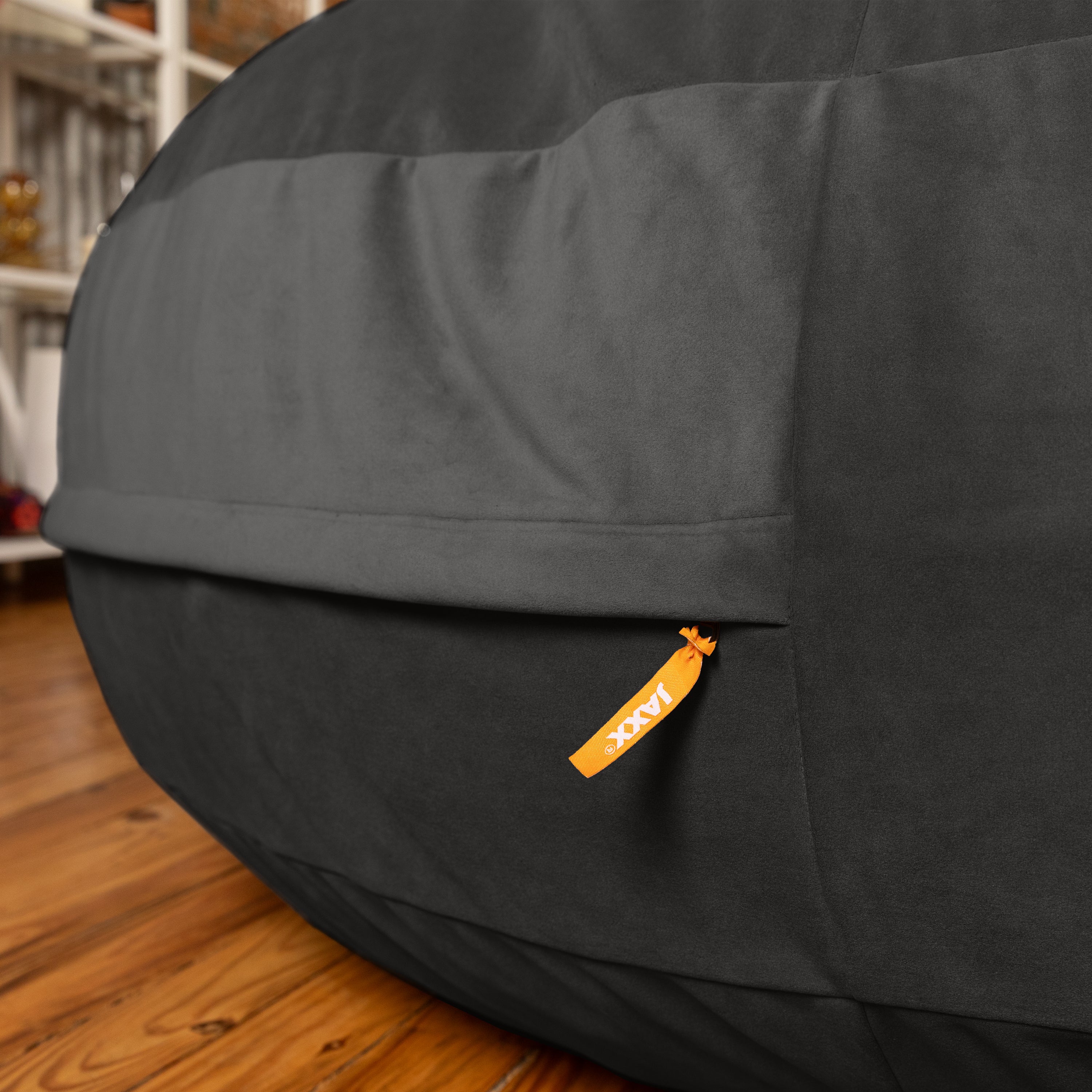 Jaxx 6 Foot Cocoon - 2-in-1 Convertible Bean Bag Bed & Large Bean Bag Chair for Adults, Premium Lush Velvet - Black