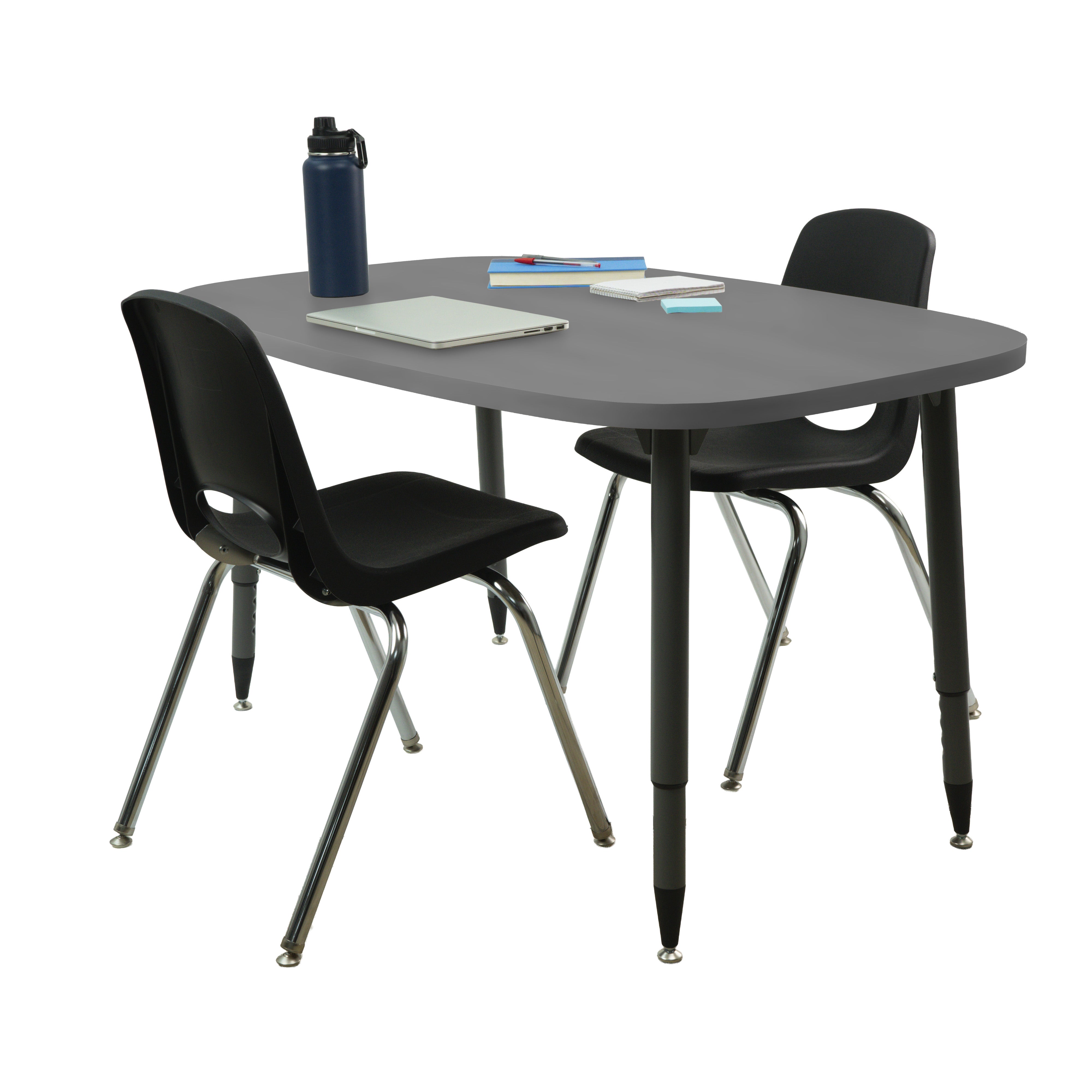 Adapte 31" x 50" Rounded Rectangle Thermofused Activity Table with Adjustable Tapered Legs - North Sea/North Sea