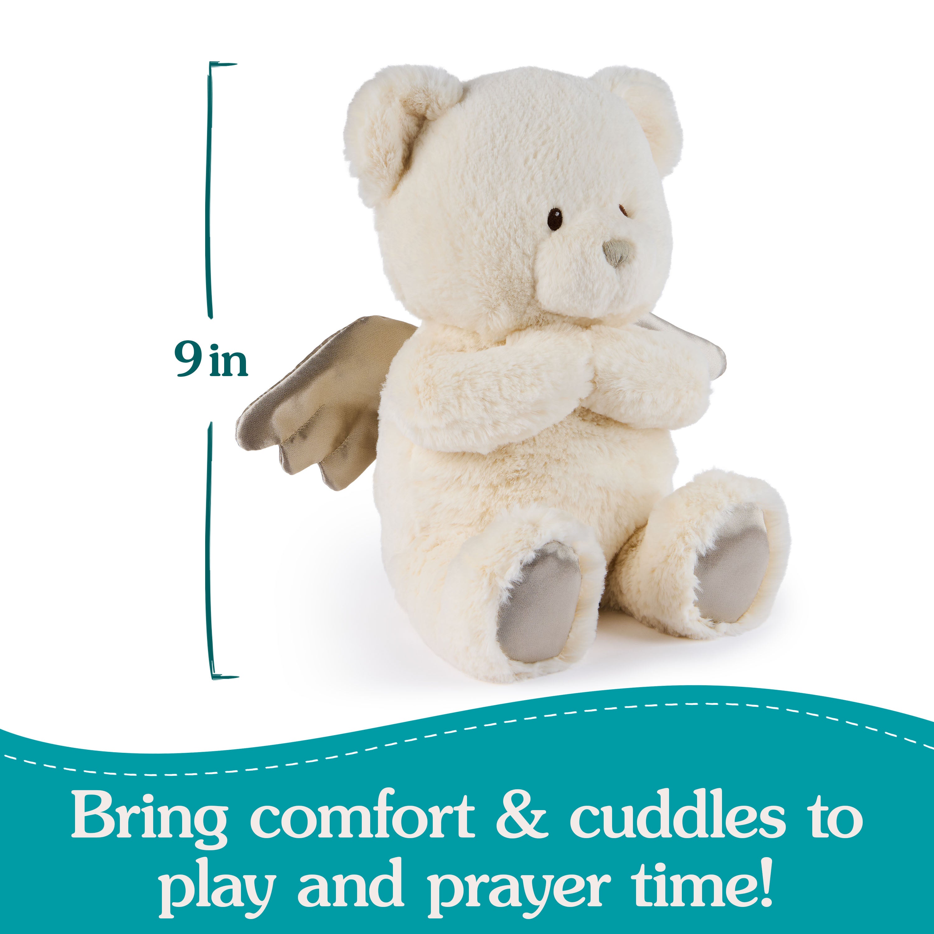 GUND Baby Angel Bear with Wings, Spiritual Teddy Bear with Chime Sound, Sensory Toy for Babies and Newborns, White, 9”