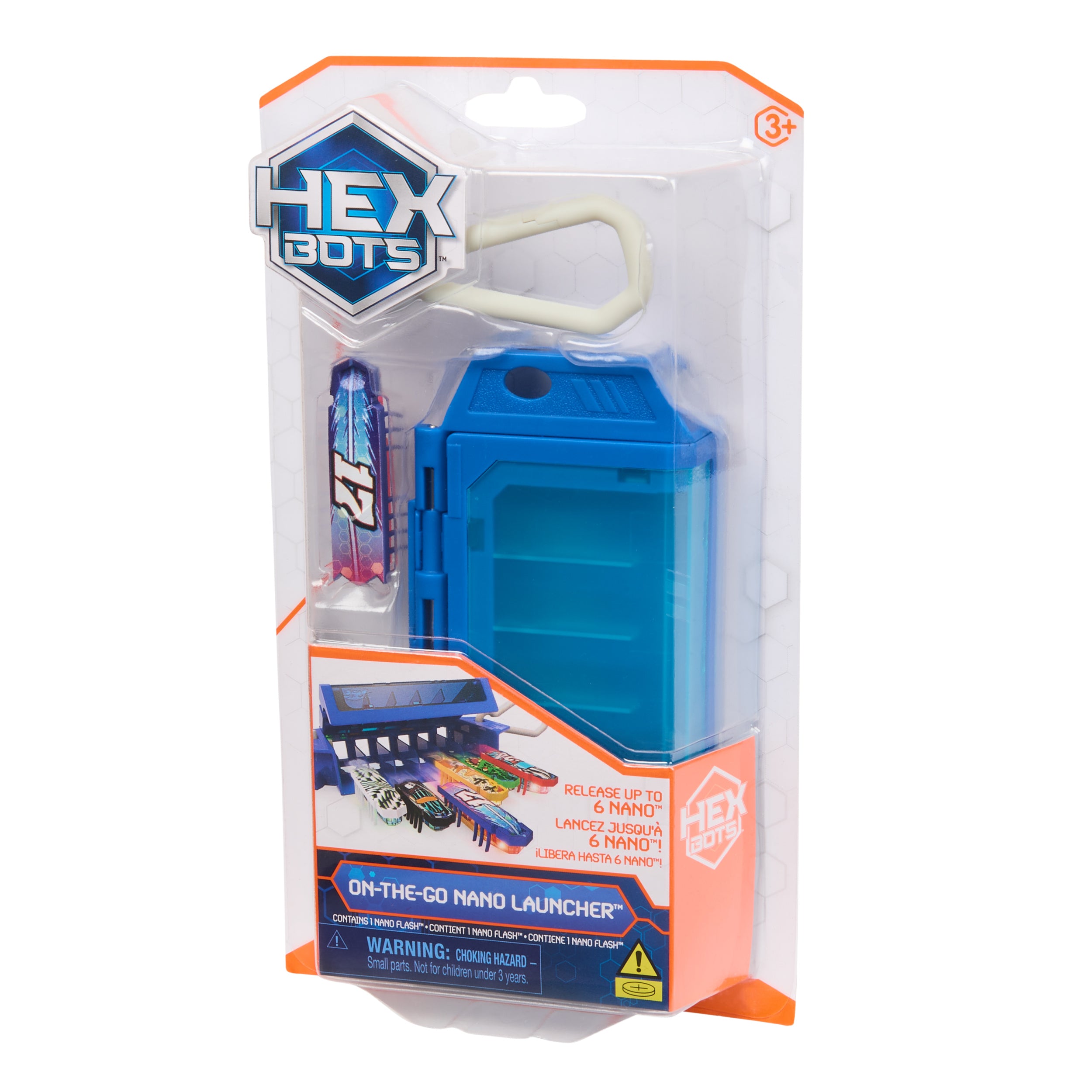 HEX BOTS Nano On-The-Go Launcher with 1 Bonus Flash Nano, Autonomous Mini Robot Sensory Toy and Carrying Case, Toy Playsets for Kids Ages 3 and up