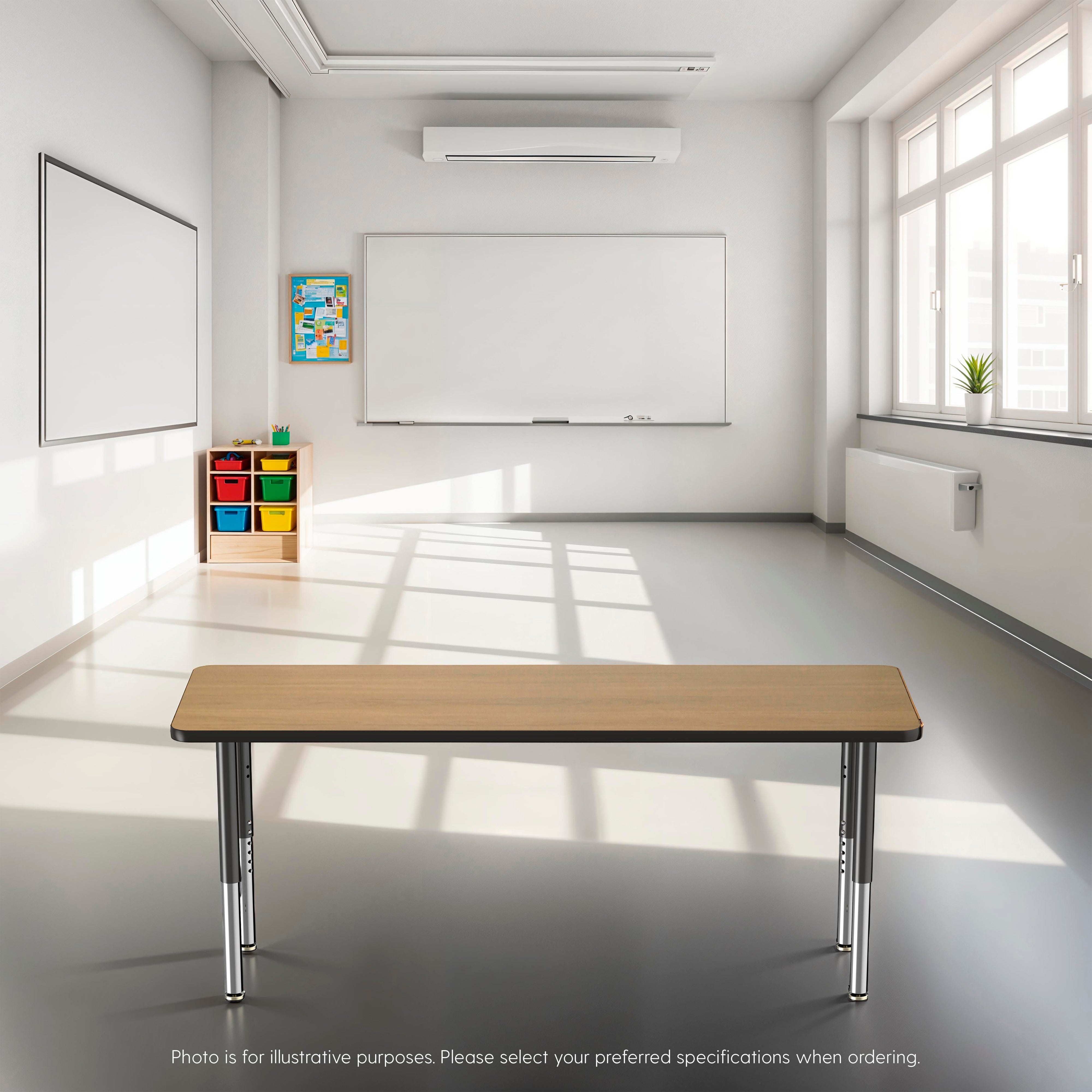 24" x 72" Rectangle T-Molding Activity Table with Adjustable Super Legs - Pasadena Oak/Black