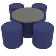 Pro Series 30" Round Ottoman Table with Round 18" H Seating, 5-Piece Set - Navy/Cosmic Strandz