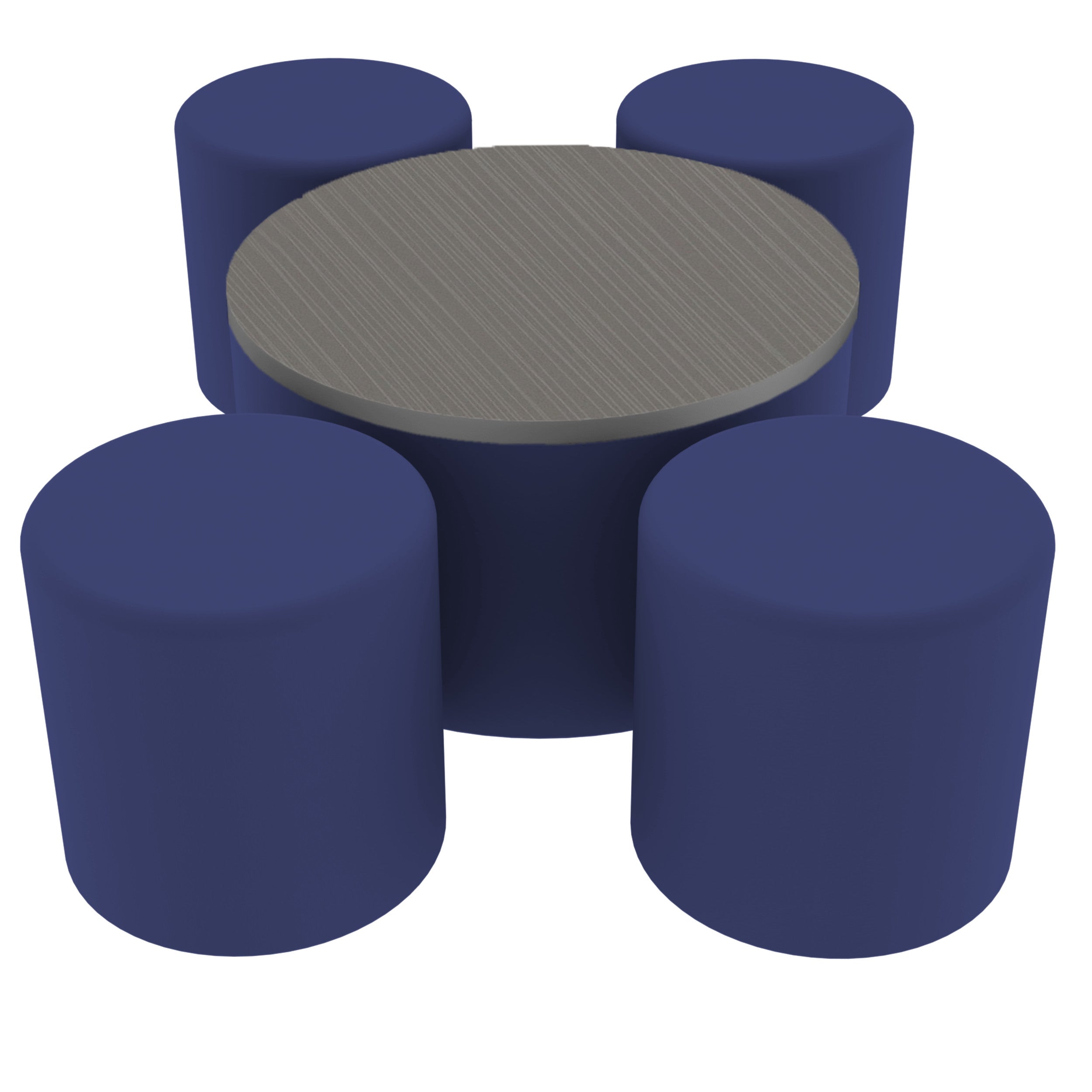 Pro Series 30" Round Ottoman Table with Round 18" H Seating, 5-Piece Set - Navy/Cosmic Strandz