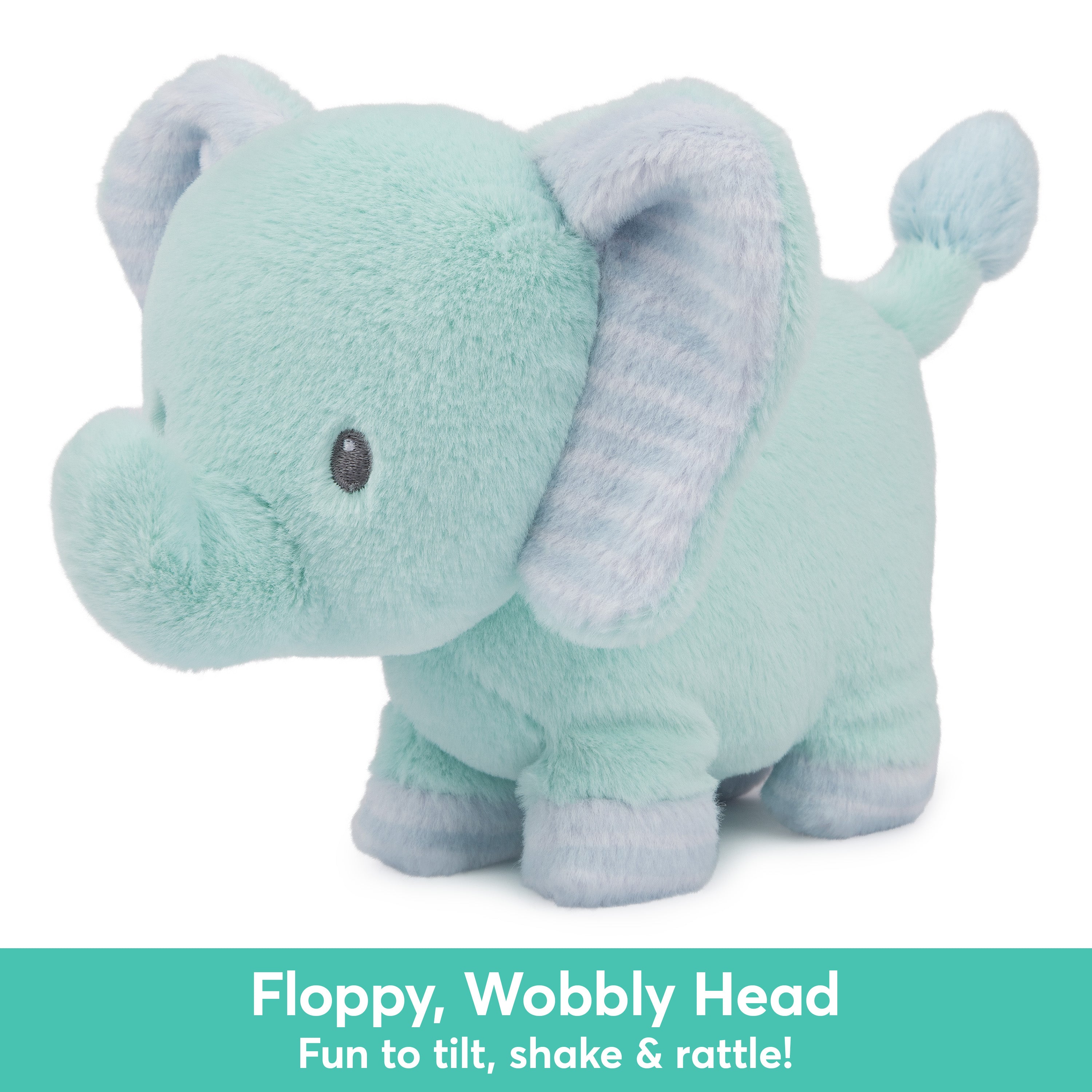 Baby GUND Safari Friends Collection Plush Elephant with Chime, Sensory Toy Stuffed Animal for Babies and Newborns, Teal, 7"