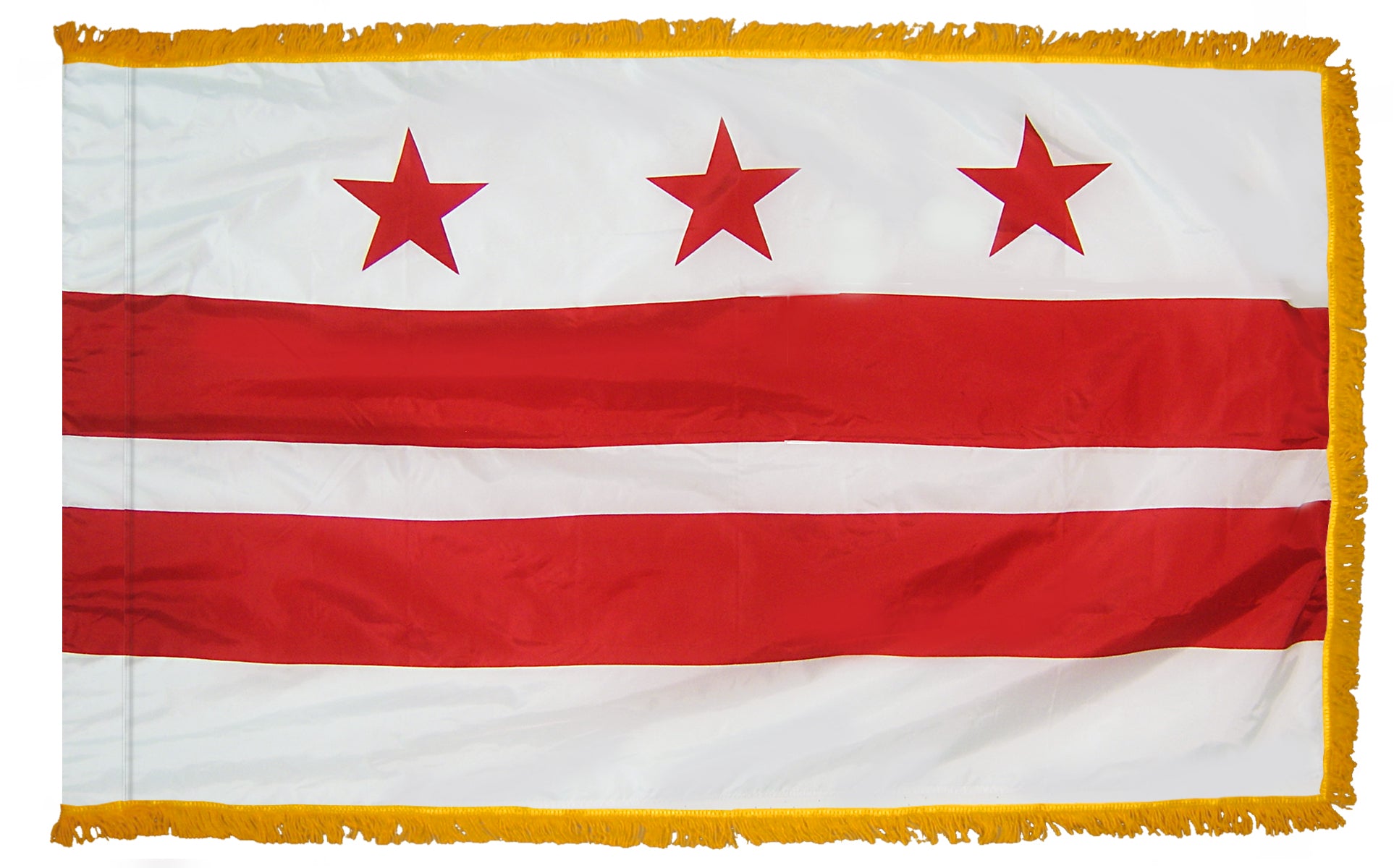 District of Columbia Flag 3x5 ft. Nylon with Pole Sleeve and Gold Fringe for Parades, and Indoor Display
