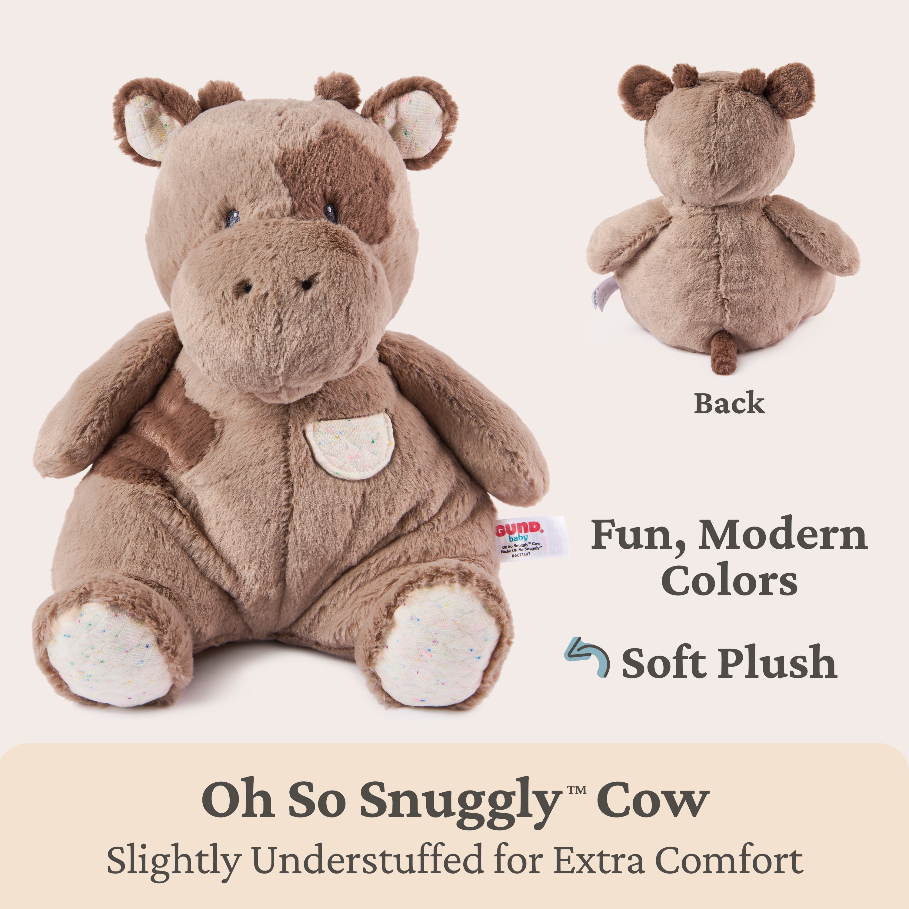 Baby GUND Oh So Snuggly Cow Plush, Cow Stuffed Animal for Babies and Infants, Brown, 12.5”