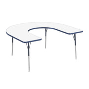 60" x 66" Horseshoe Dry-Erase Activity Table with Adjustable Standard Swivel Glide Legs - Whiteboard/Navy