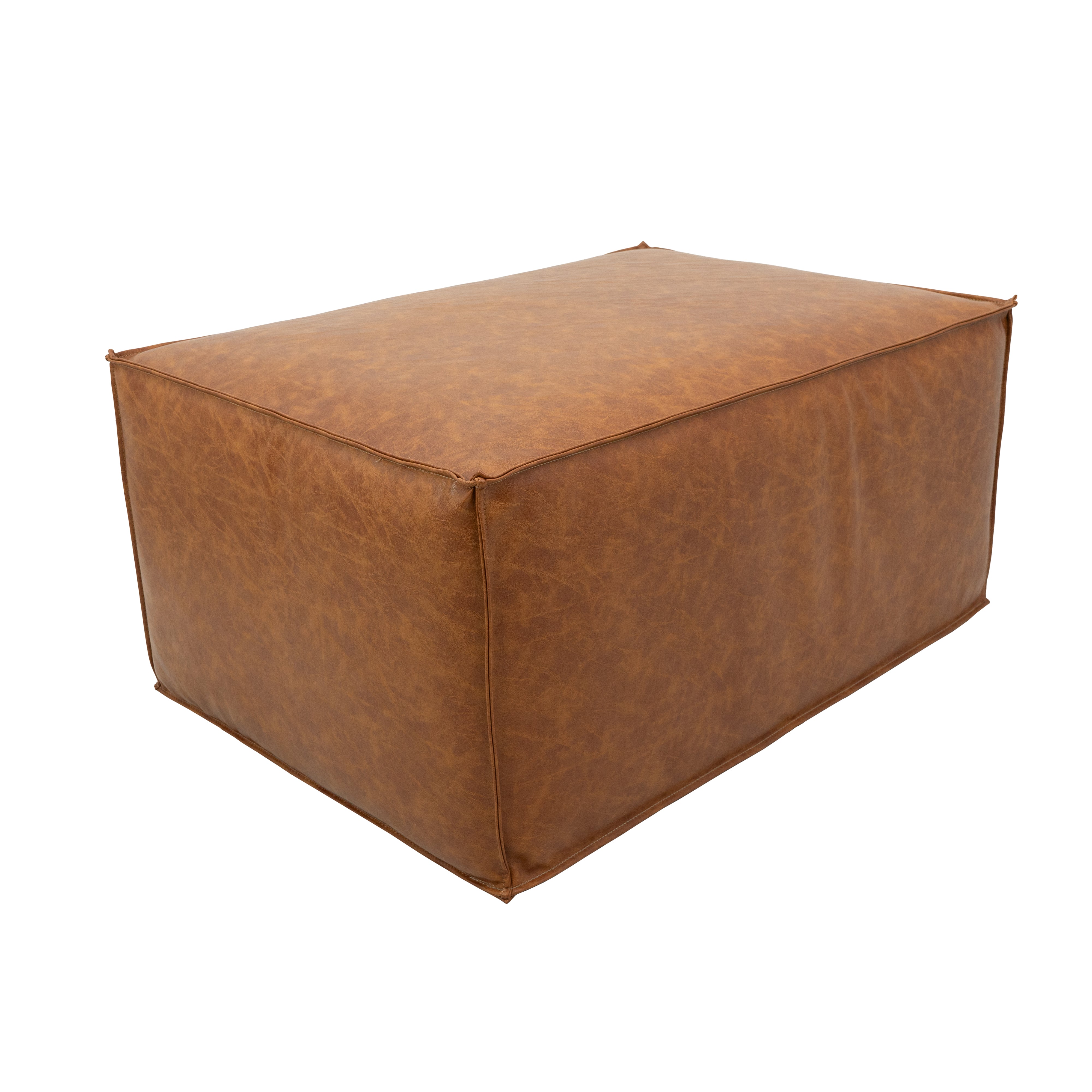 Rustic Overstuffed 36" x 24" Rectangle Ottoman, 16" Height - Hazelnut